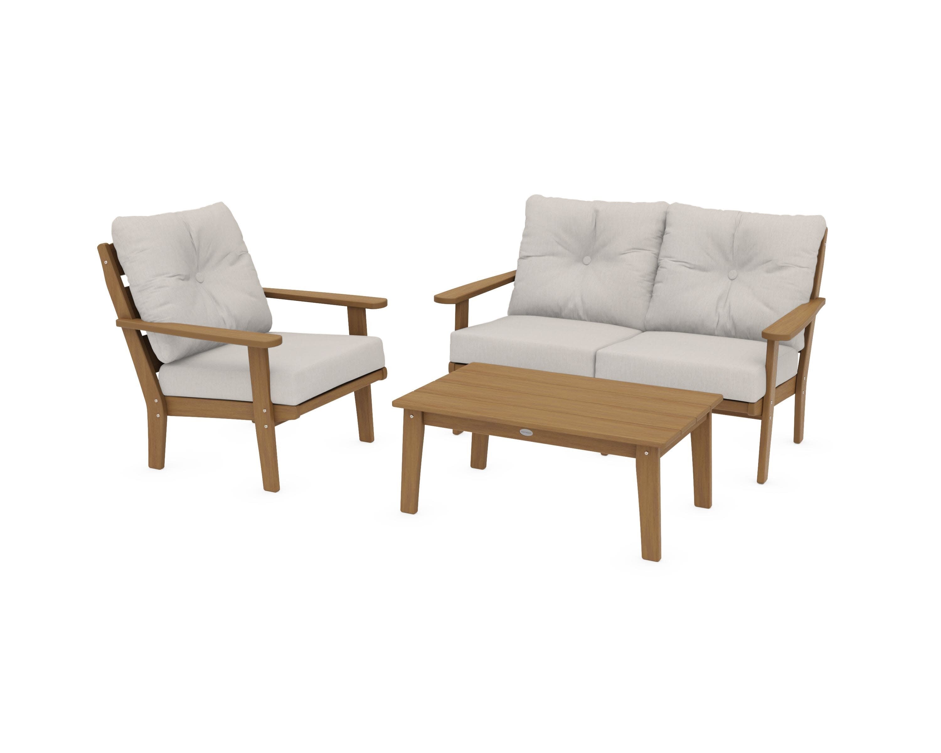 Lakeside 3-Piece Deep Seating Set in Natural / Cast Ash