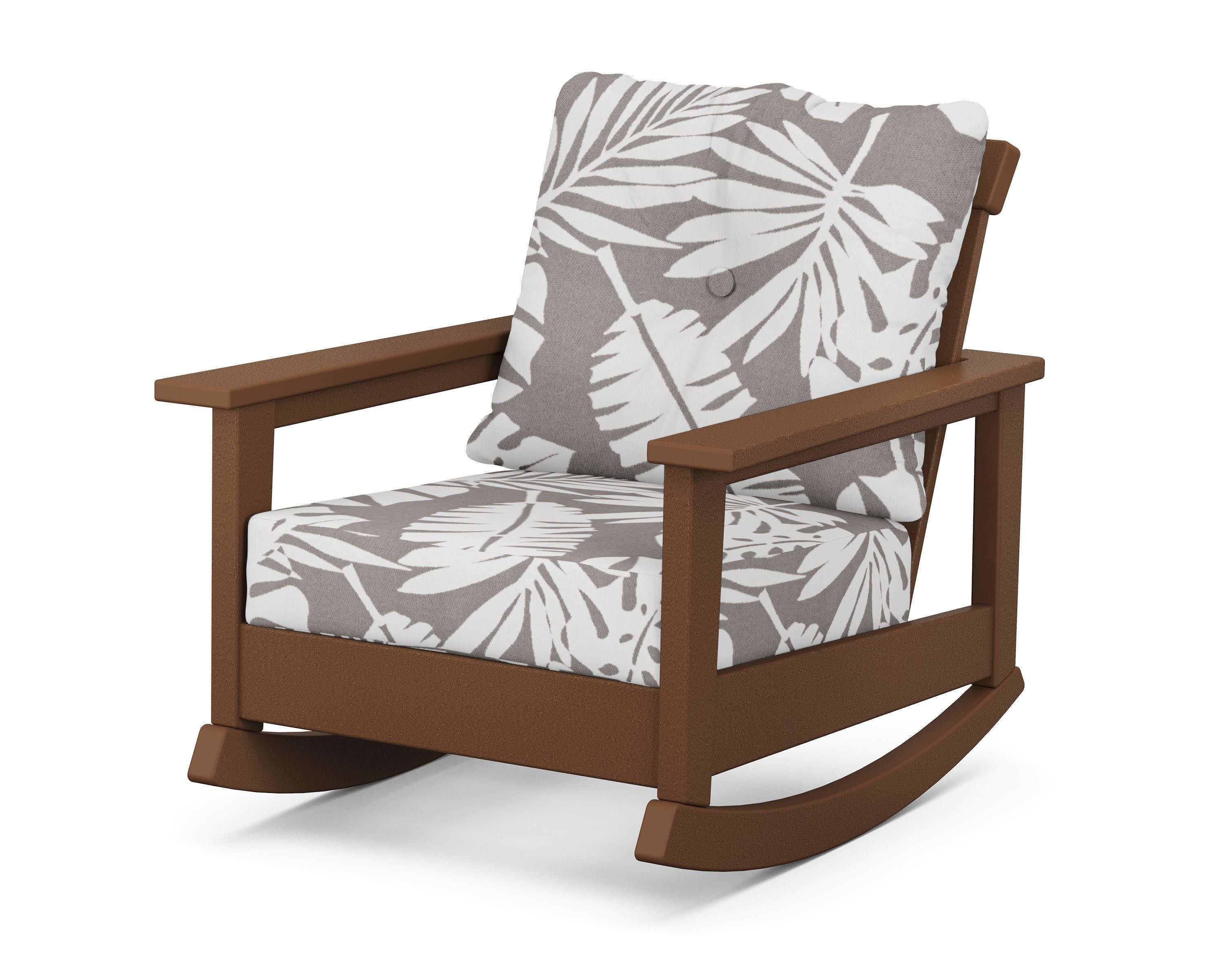 Prescott Deep Seating Rocking Chair in Teak / Leaf Grey Mist