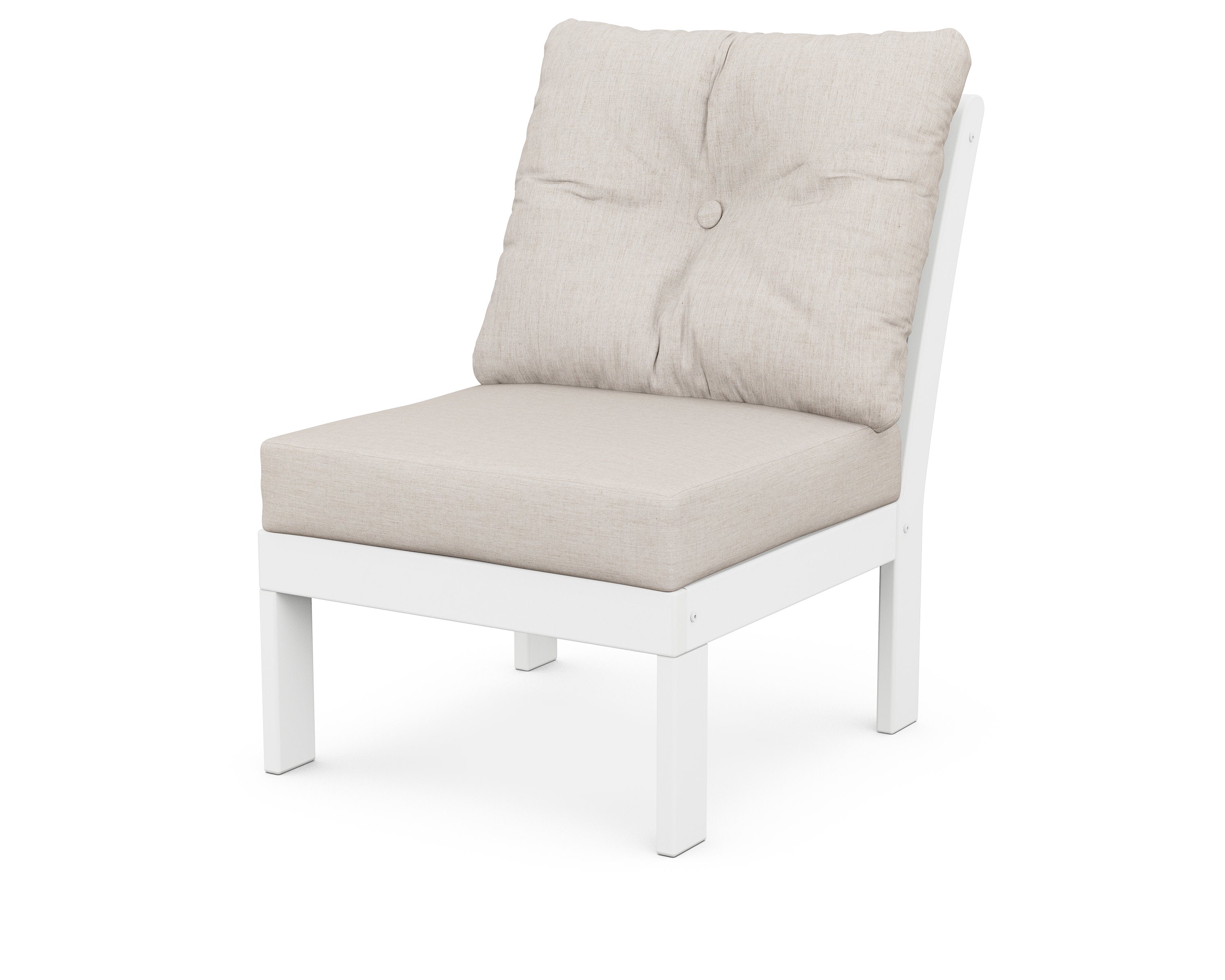 Vineyard Modular Armless Chair in White / Cast Ash