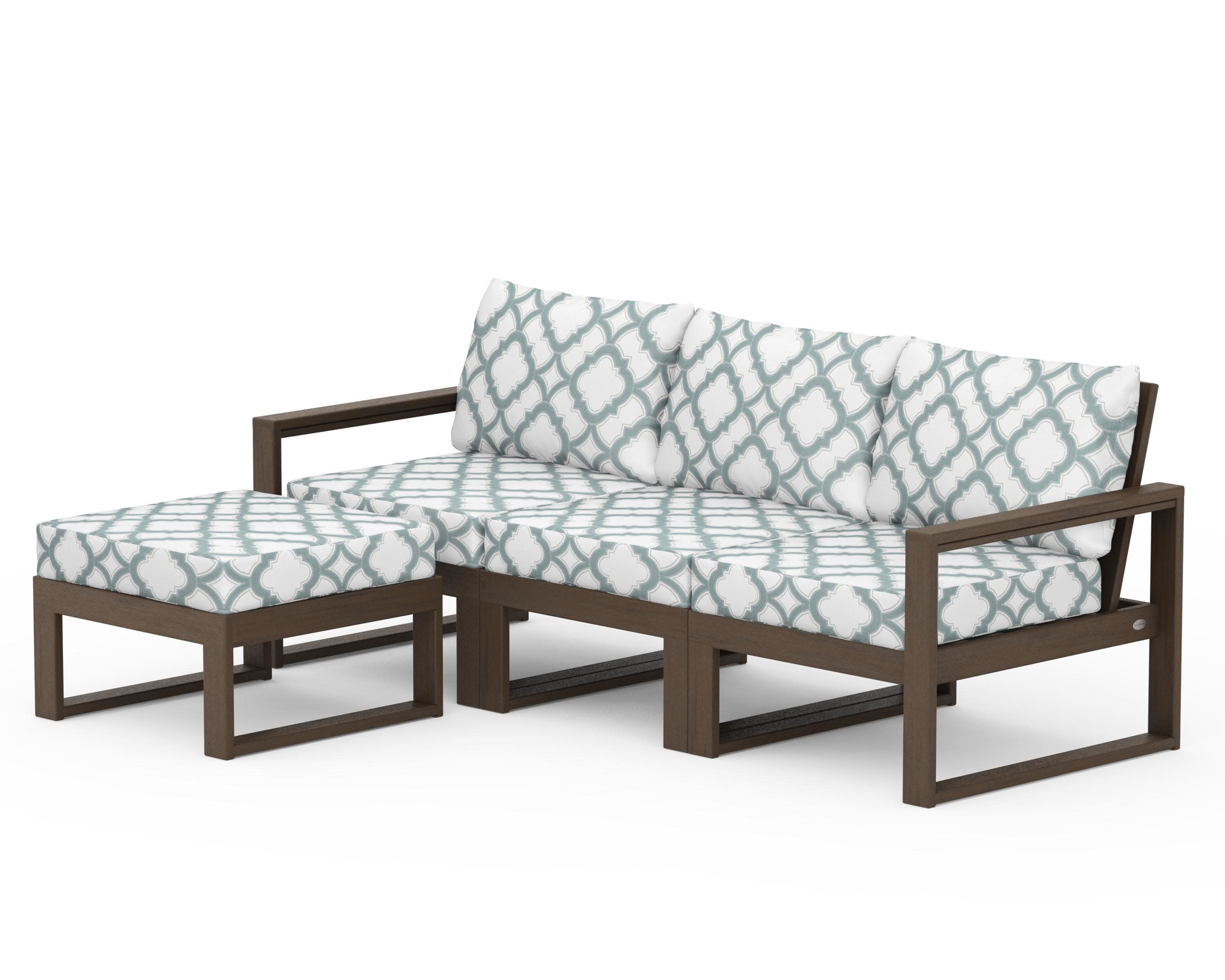 EDGE 4-Piece Modular Deep Seating Set with Ottoman in Kona / Trellis Glacier Spa