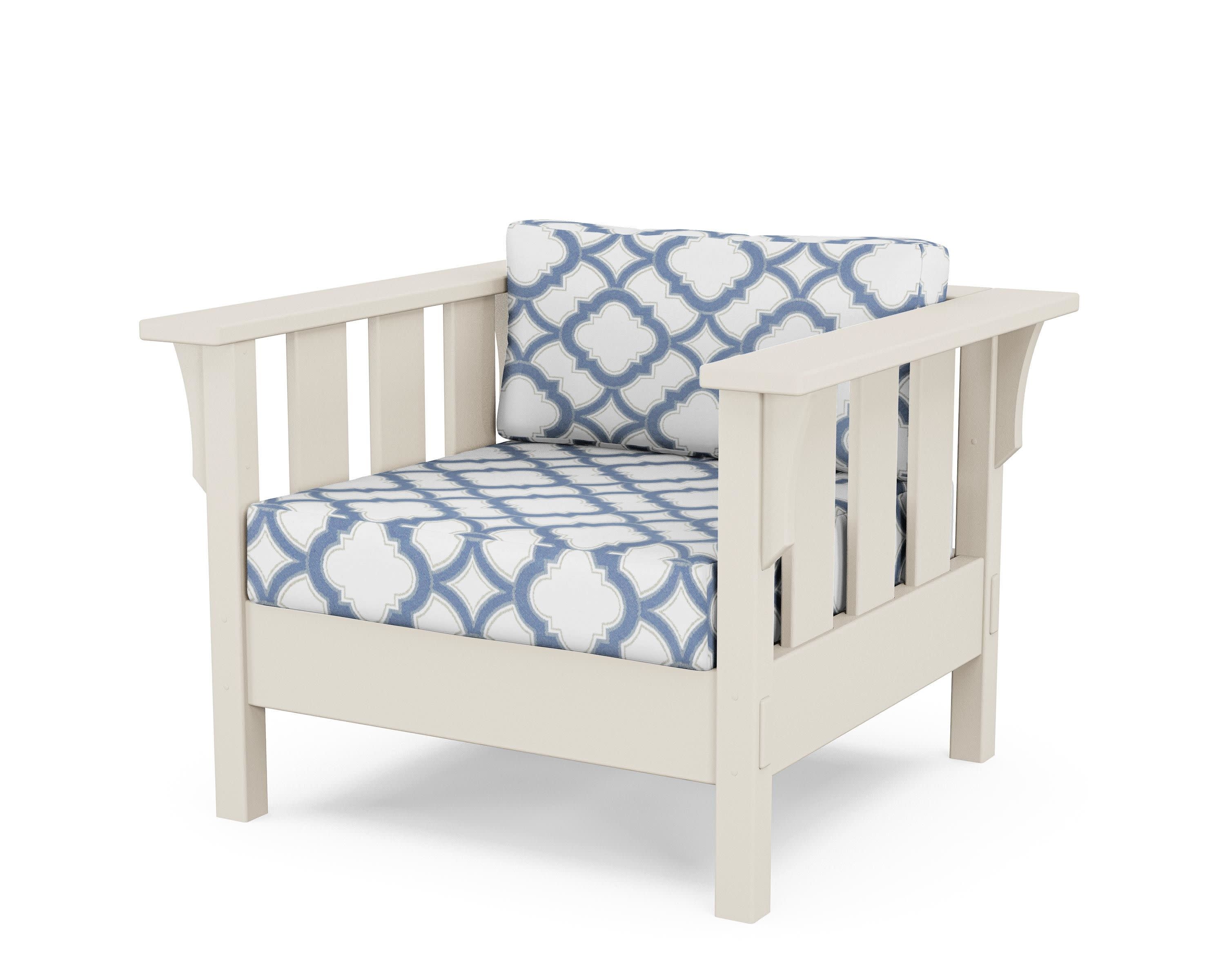 Acadia Deep Seating Chair in Sand / Trellis Sky Blue