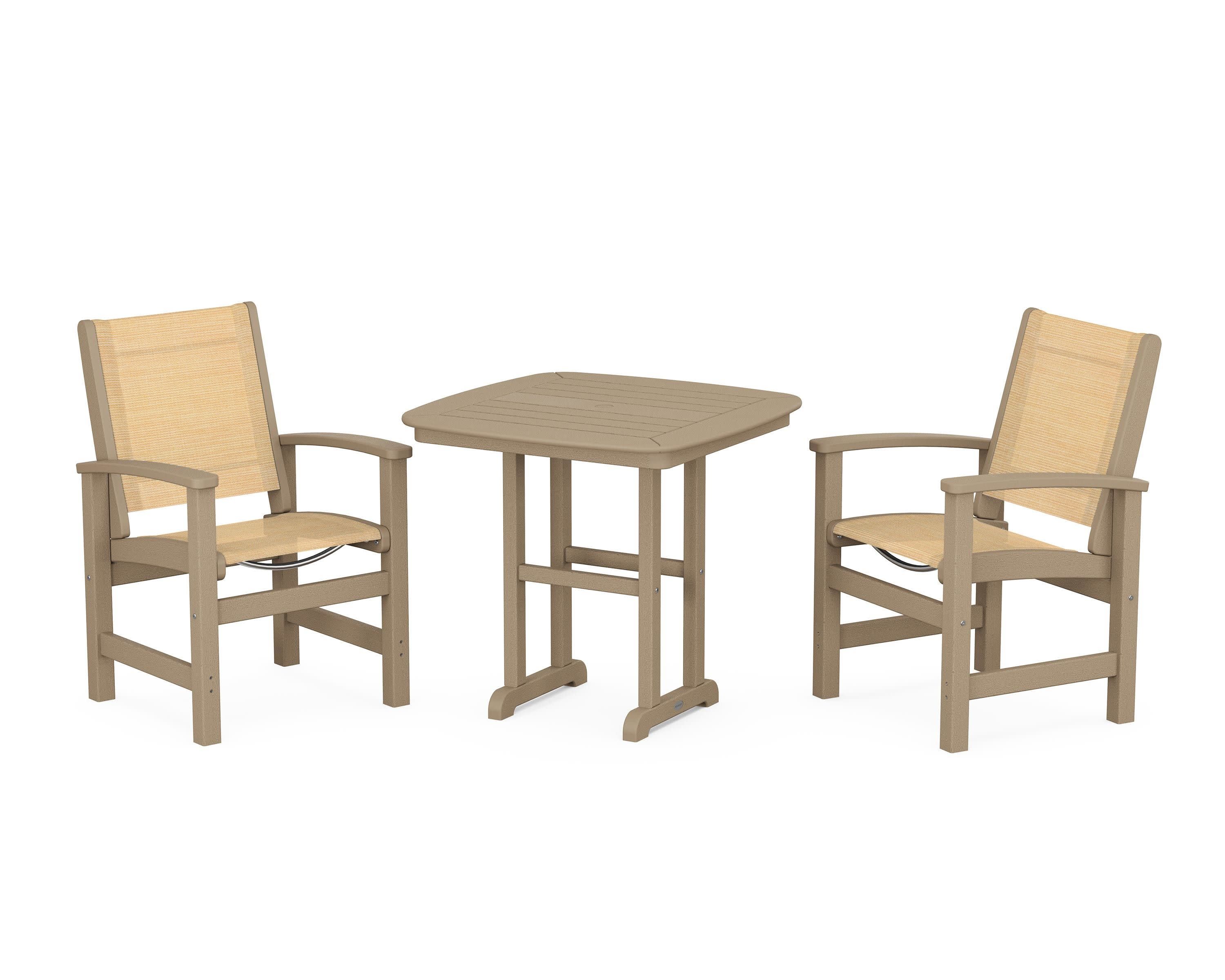 Coastal 3-Piece Dining Set in Vintage Sahara / Dupioni Apricot Sling