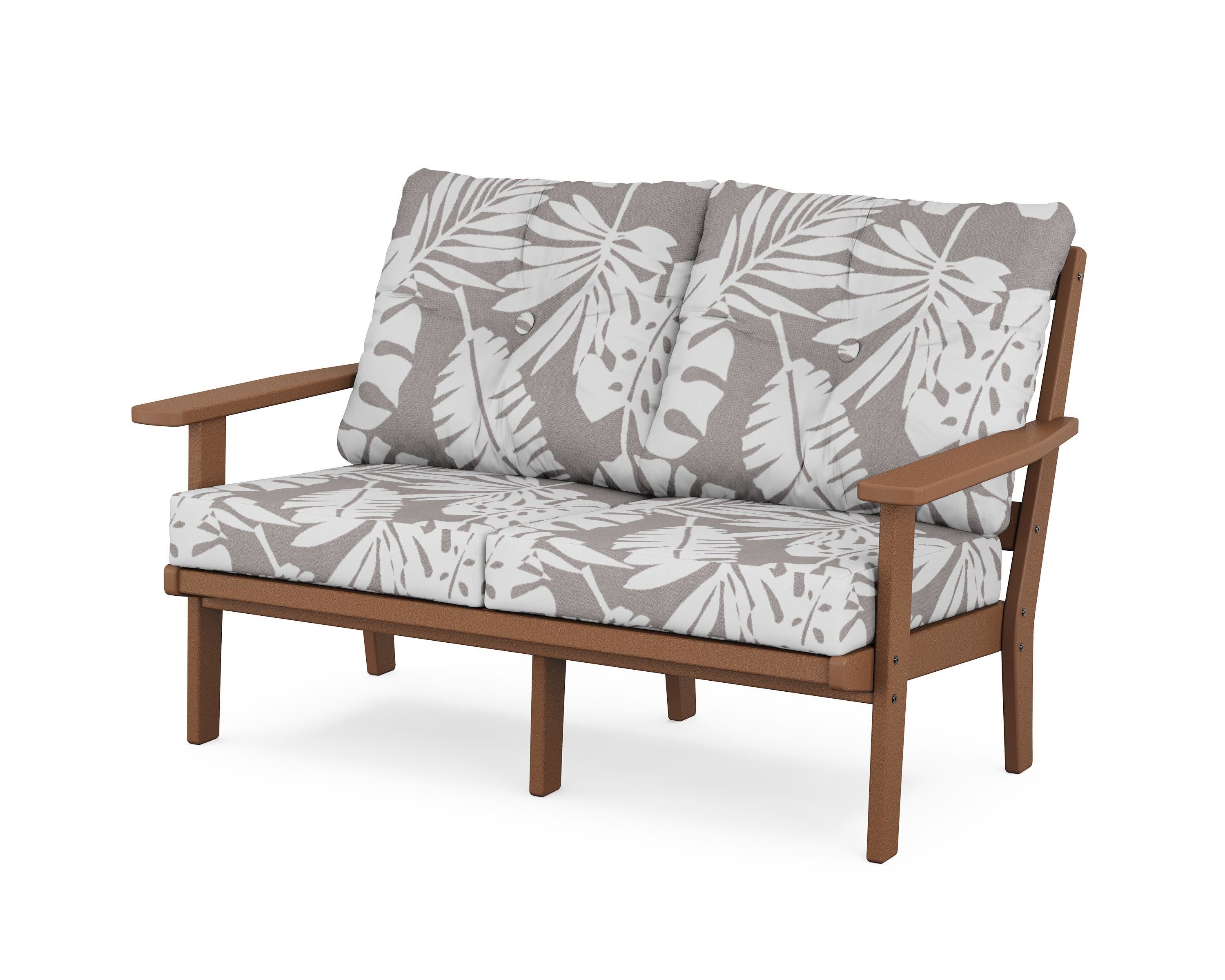 Prairie Deep SeatingLoveseat in Teak / Leaf Grey Mist