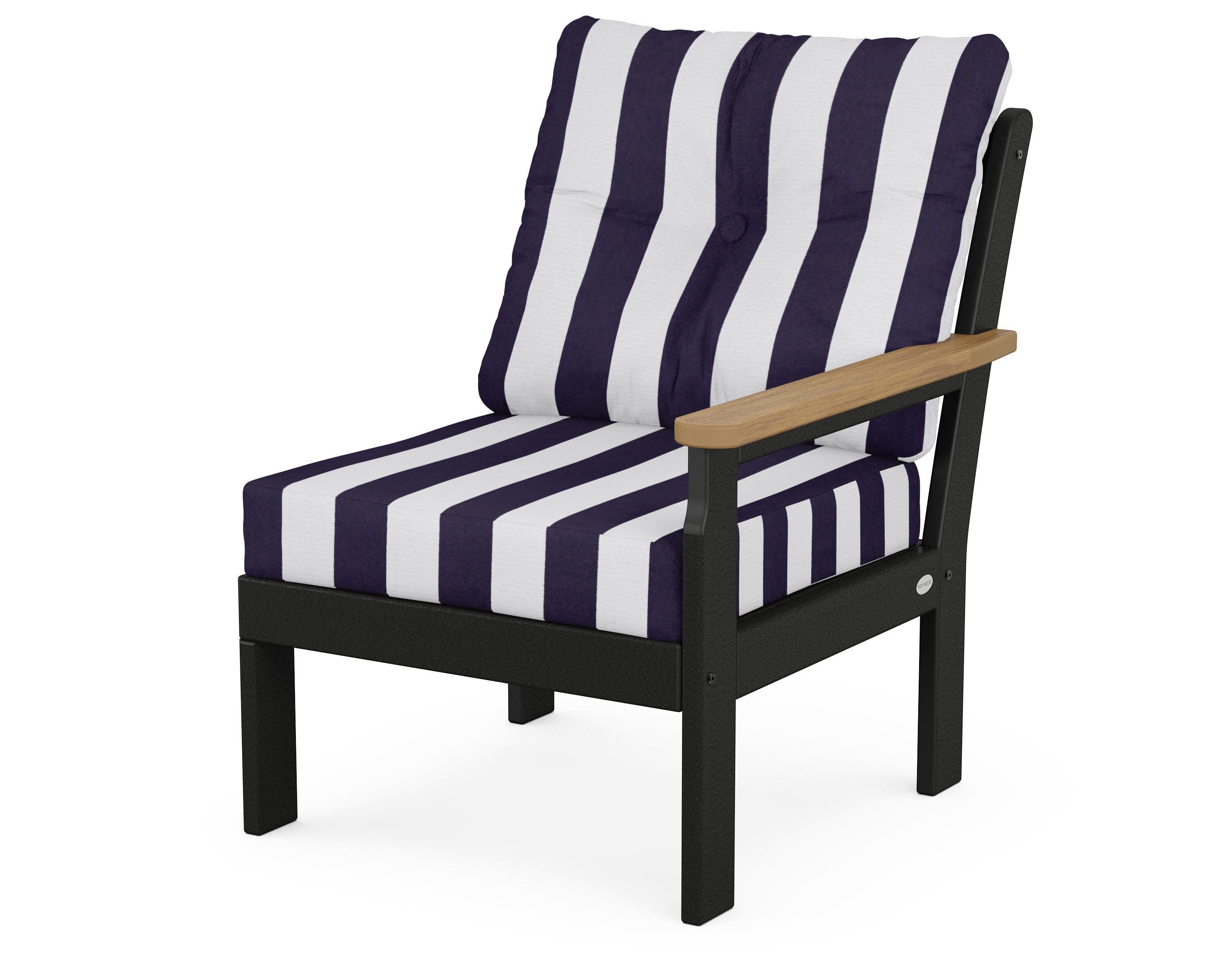 Vineyard Modular Right Arm Chair in Black / Natural / Cabana Stripe Navy