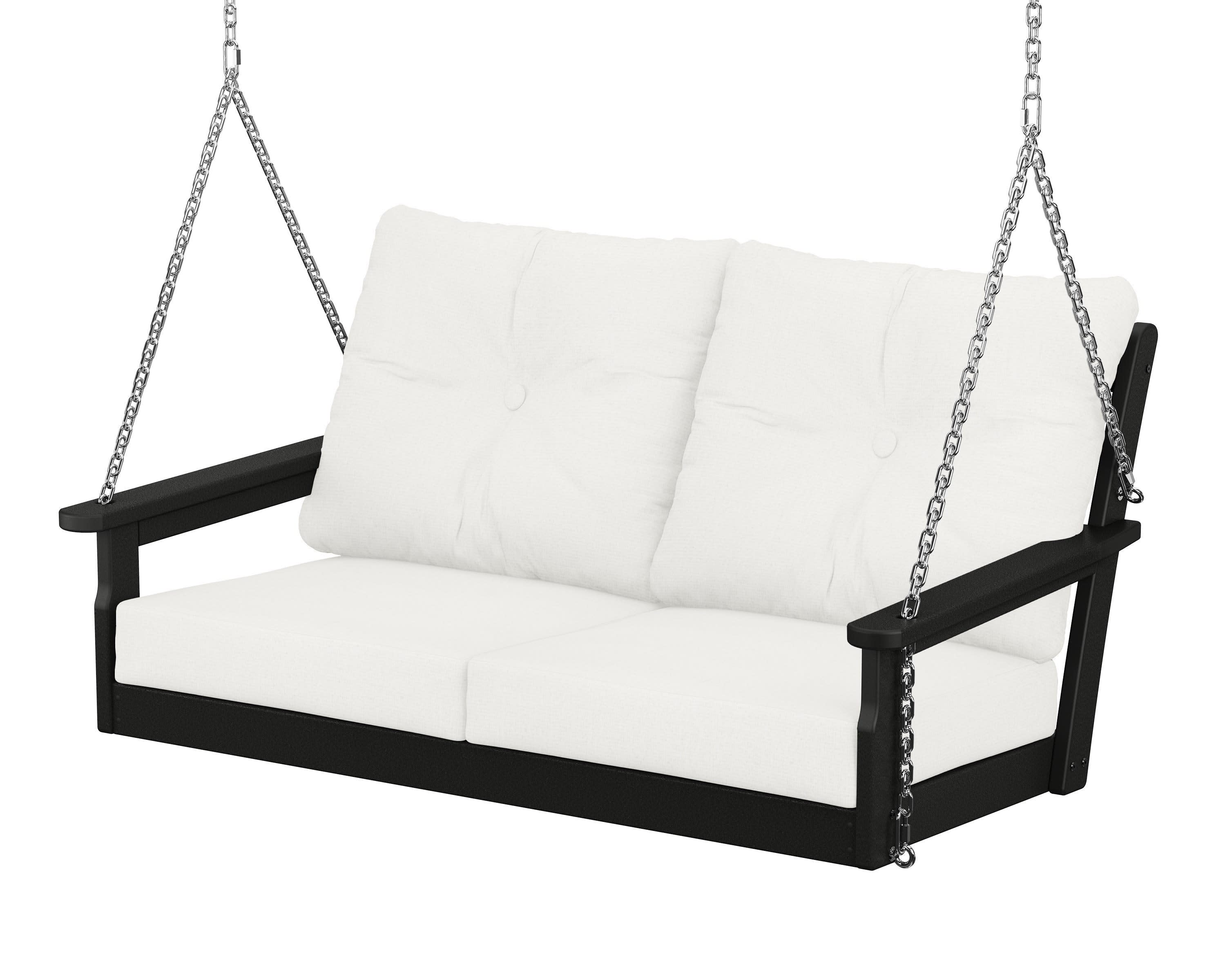 Vineyard Deep Seating Swing in Black / Natural Linen