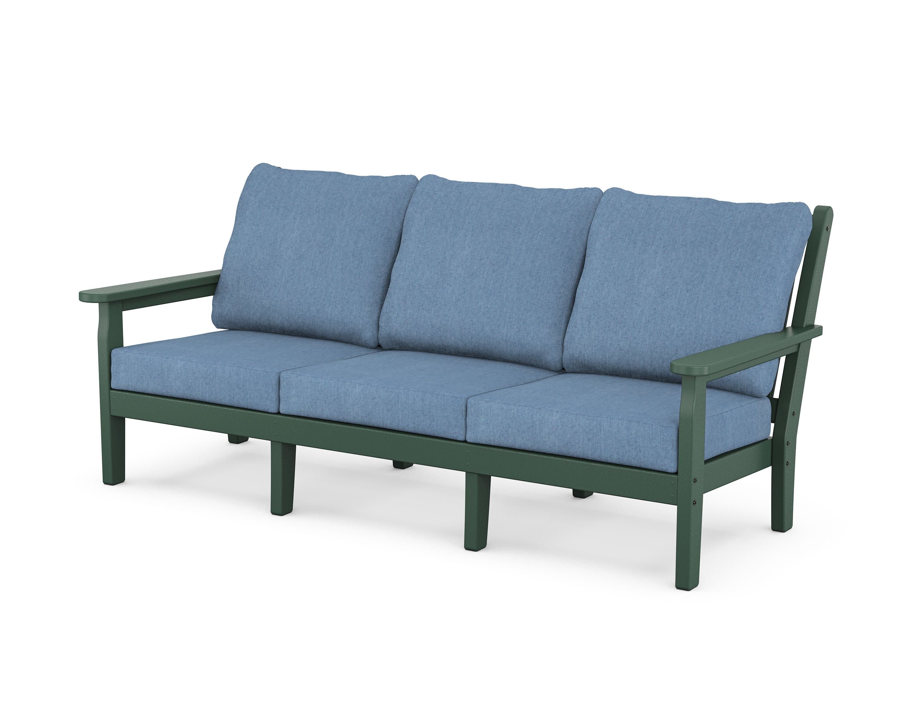 Chippendale Deep Seating Sofa in Green / Sky Blue
