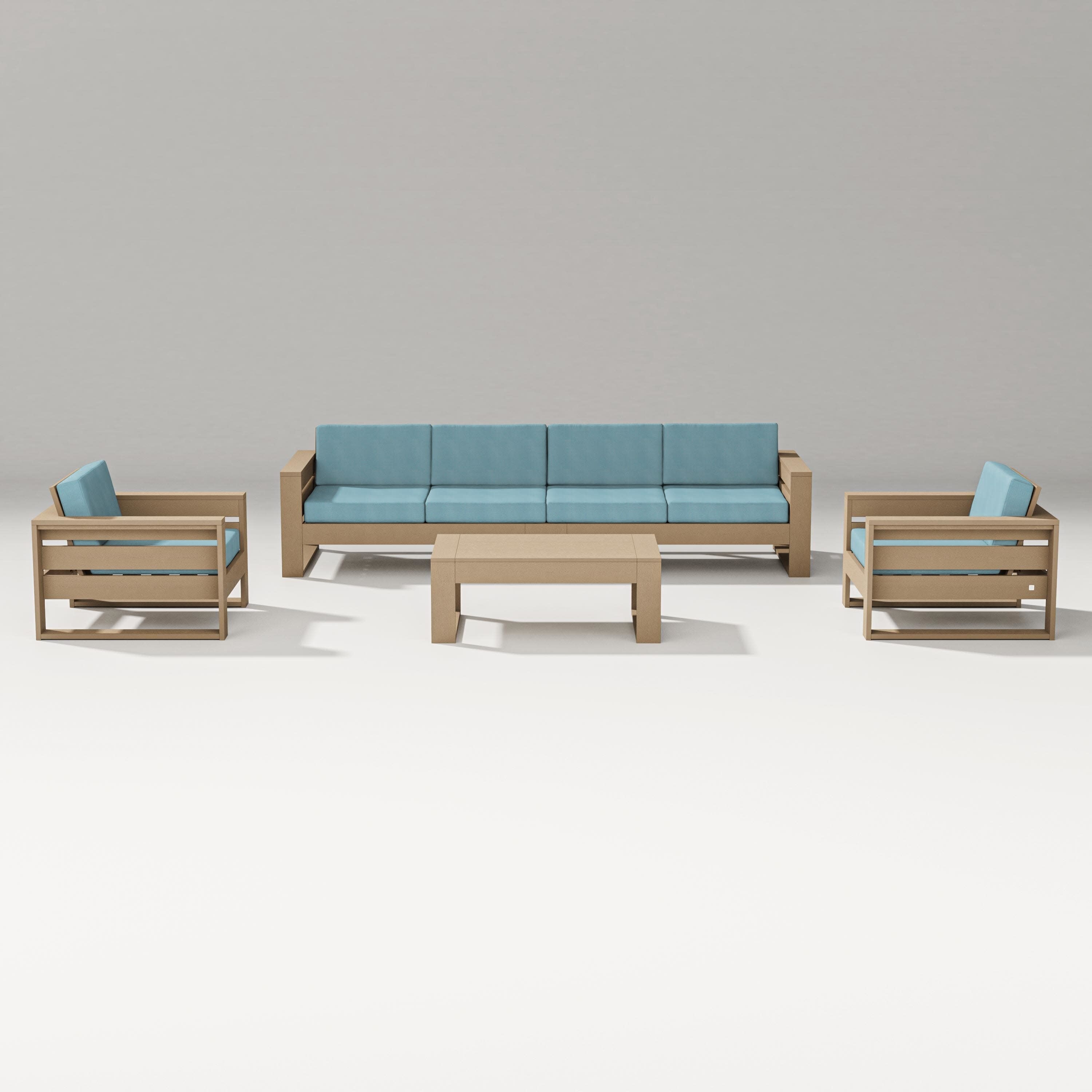 Latitude 5-Piece Lounge Sofa Set in Vintage Sahara / Lattice Sky Blue