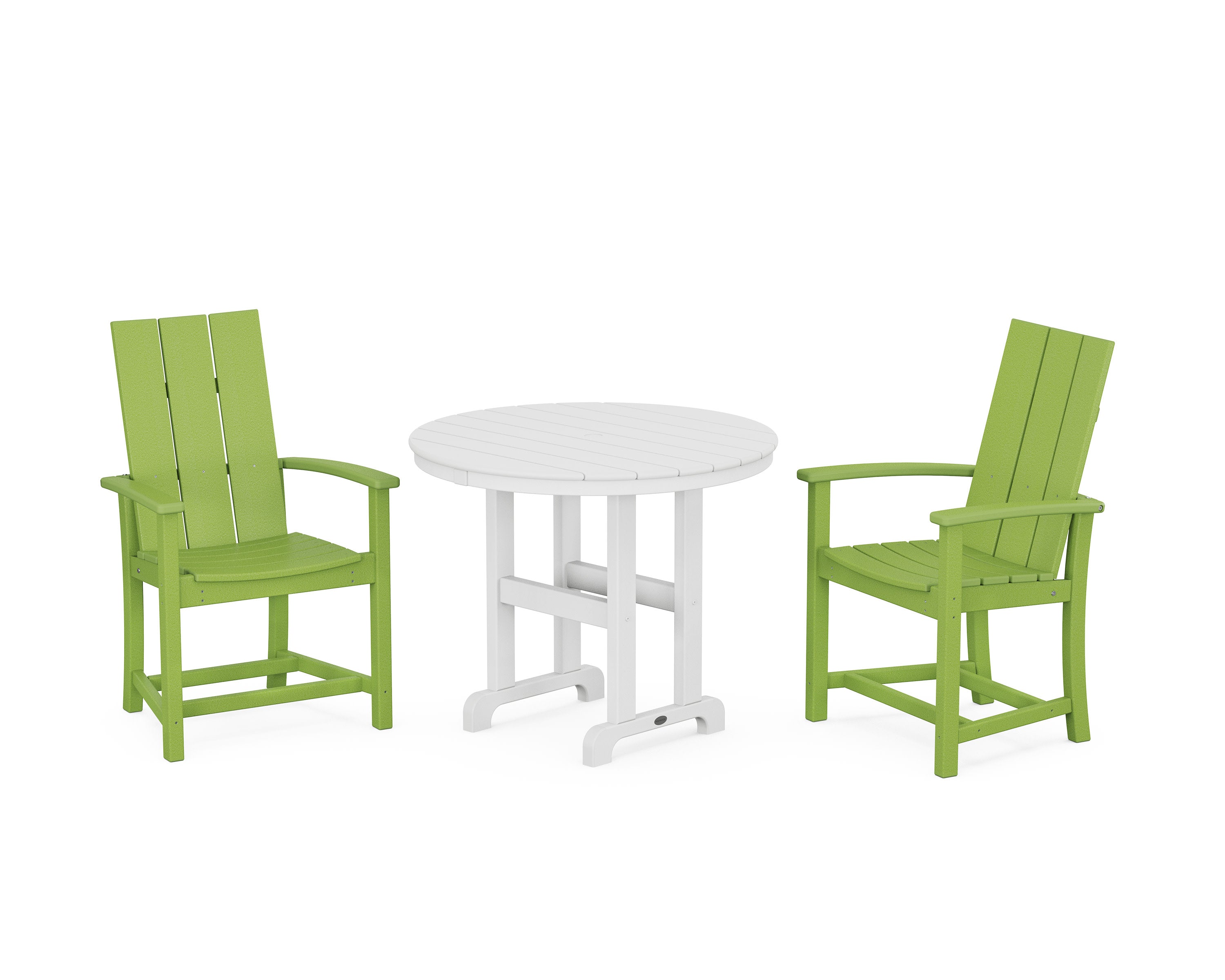 Modern Adirondack 3-Piece Round Farmhouse Dining Set in Lime / White