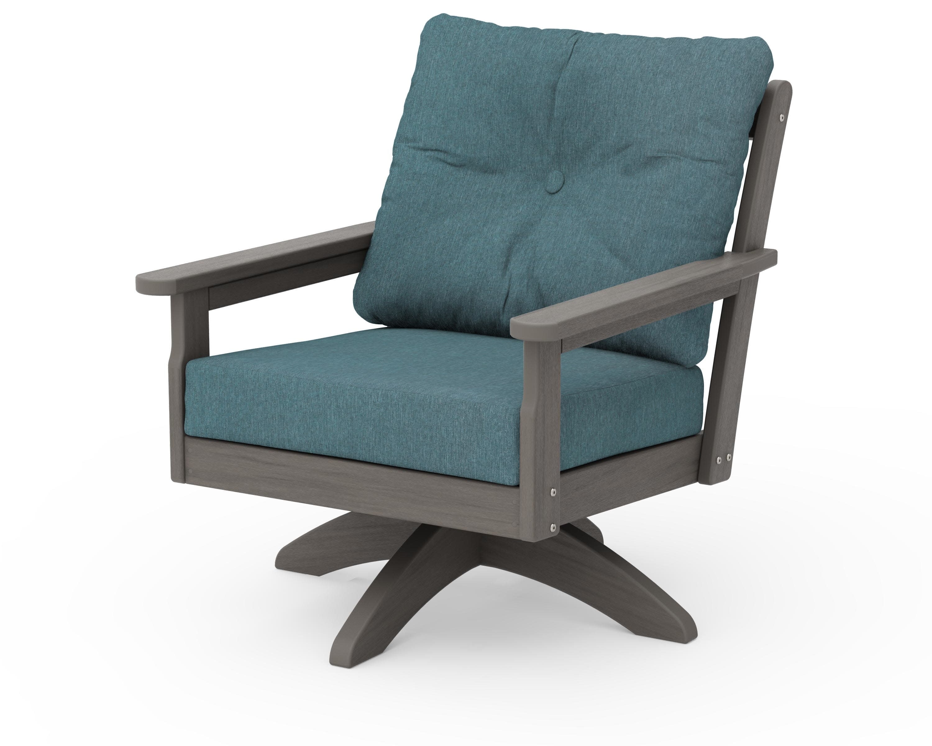 Vineyard Deep Seating Swivel Chair in Driftwood / Ocean Teal