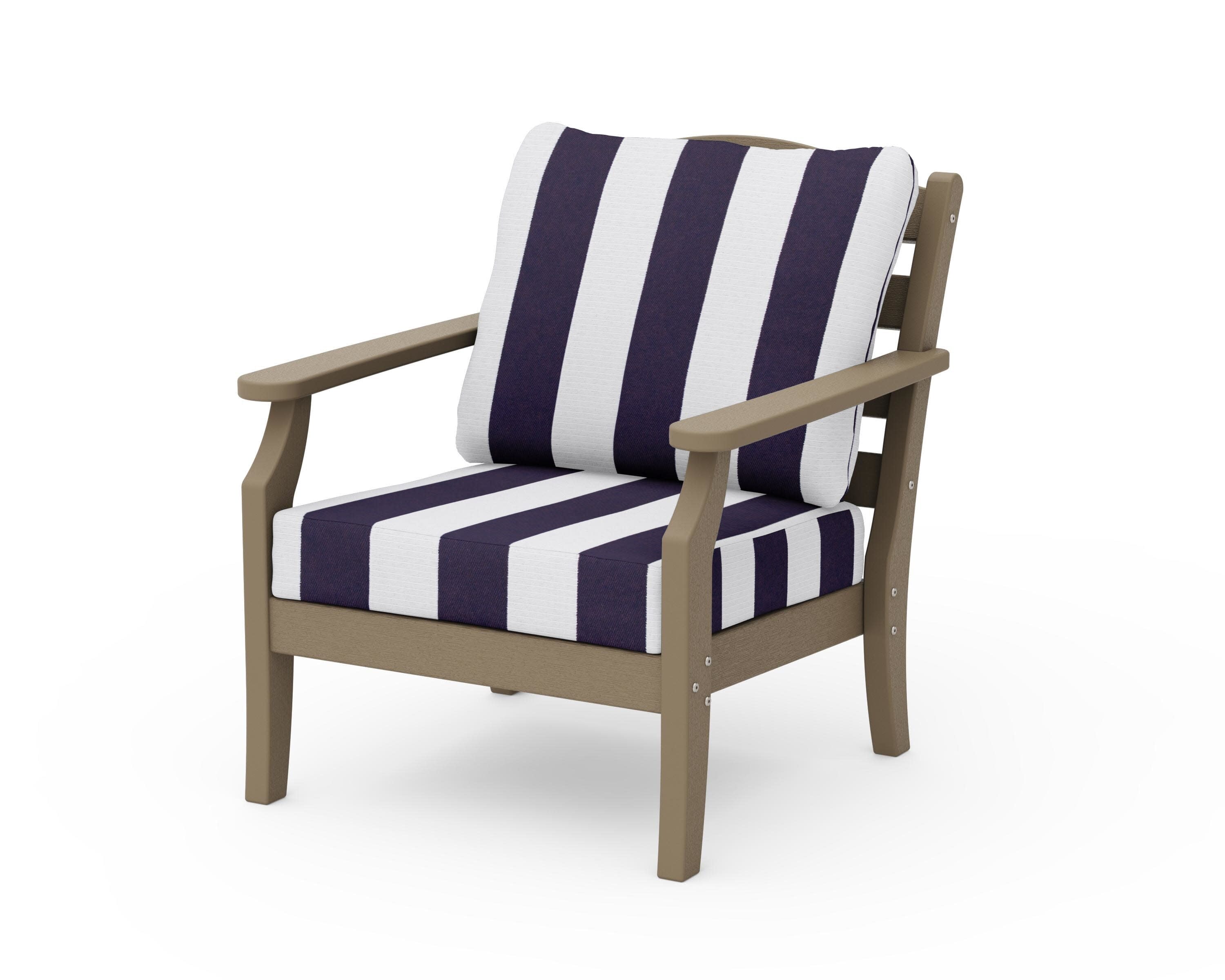 Savannah Deep Seating Chair in Vintage Sahara / Cabana Stripe Navy