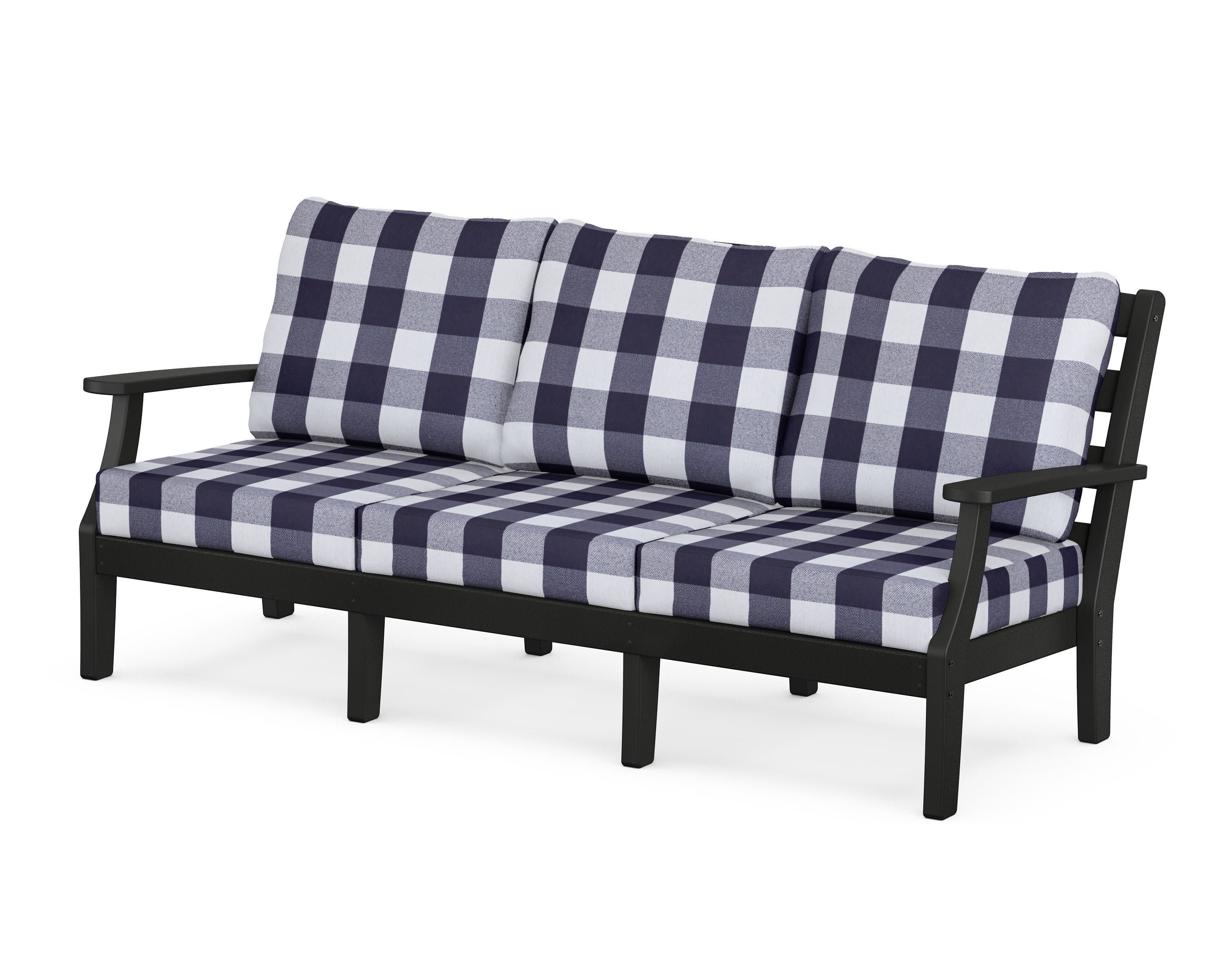 Chesapeake Deep Seating Sofa in Black / Buffalo Plaid Navy