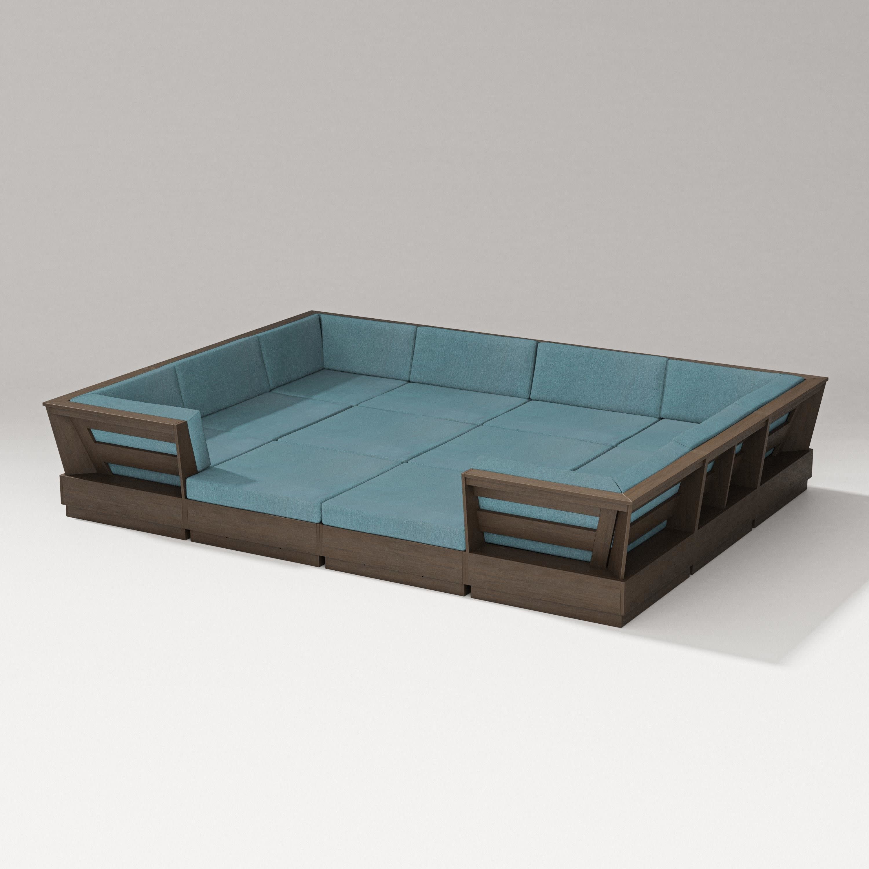 Elevate 12-Piece Pit Sectional in Kona / Ocean Teal