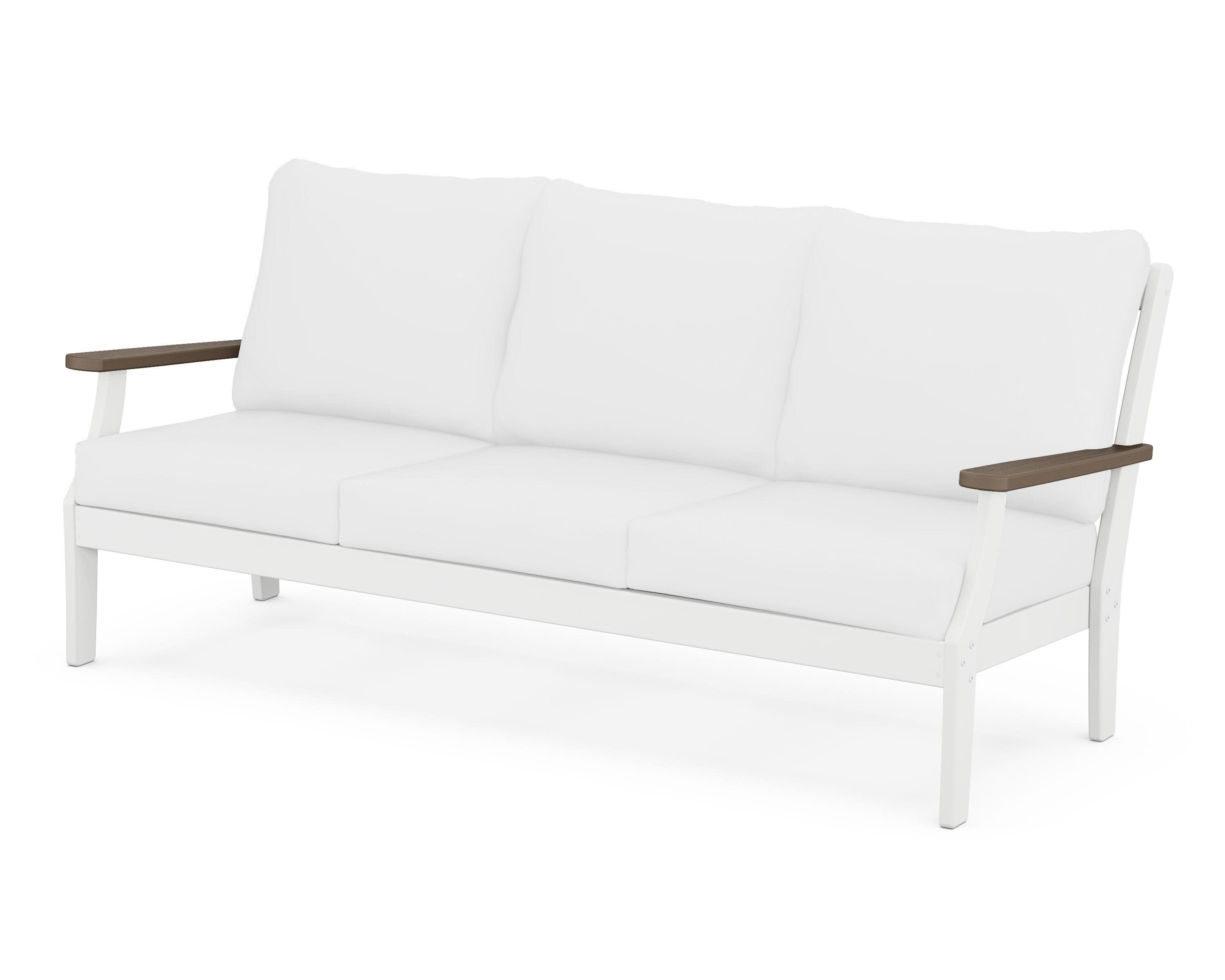 Braxton Deep Seating Sofa in White / Kona / Natural