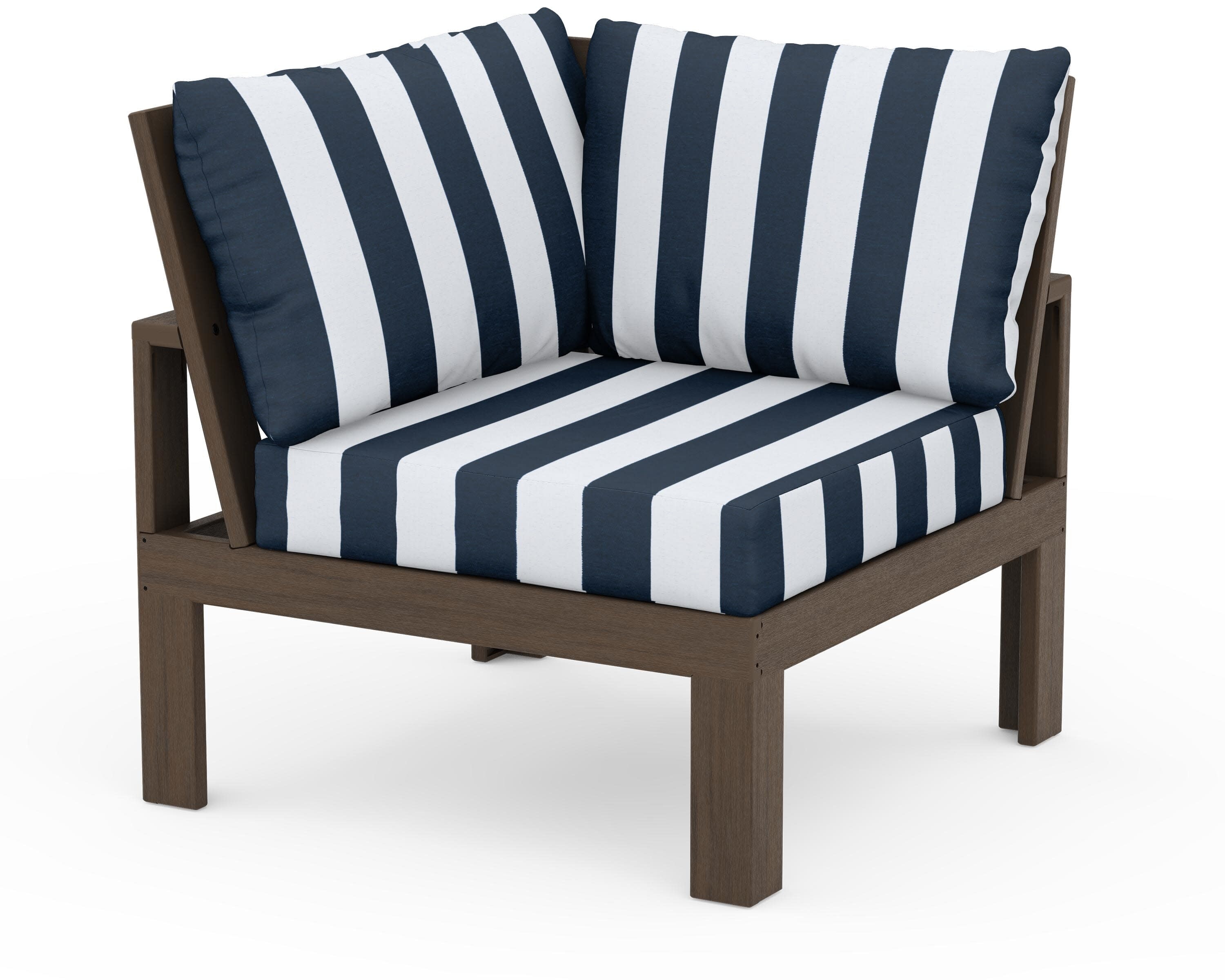 Modular Corner Chair in Kona / Cabana Stripe Marine Indigo