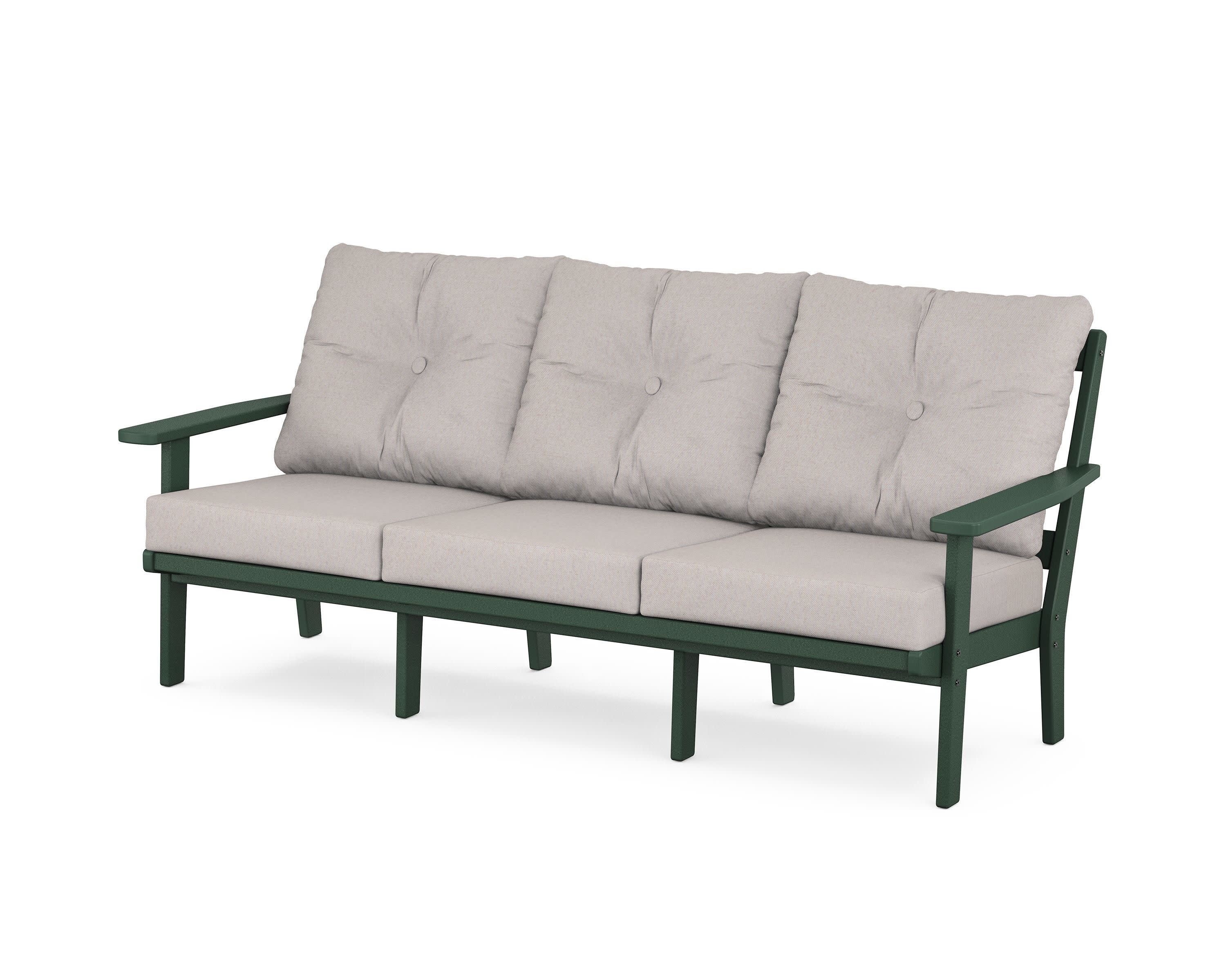 PrairieDeep Seating Sofa in Green / Dune Burlap