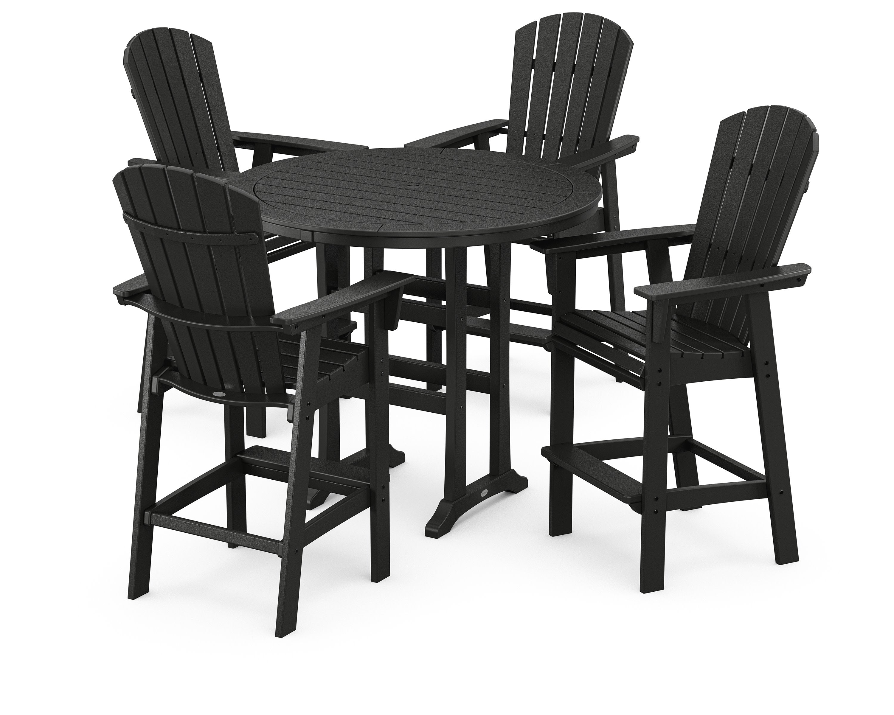 Nautical Curveback Adirondack 5-Piece Round Trestle Bar Set in Black