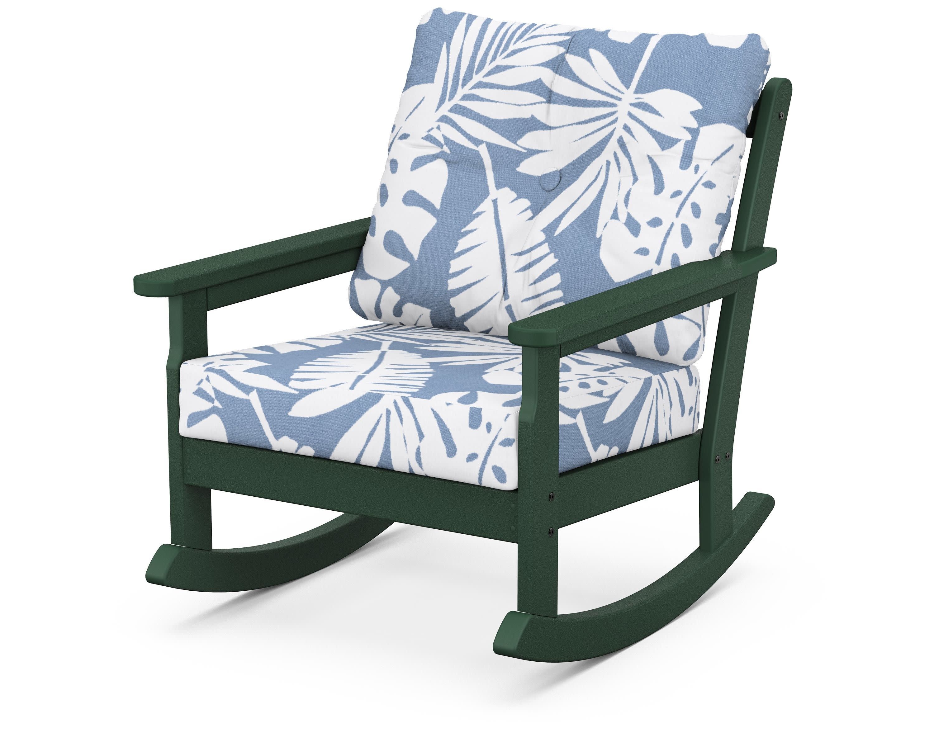 Vineyard Deep Seating Rocking Chair in Green / Leaf Sky Blue