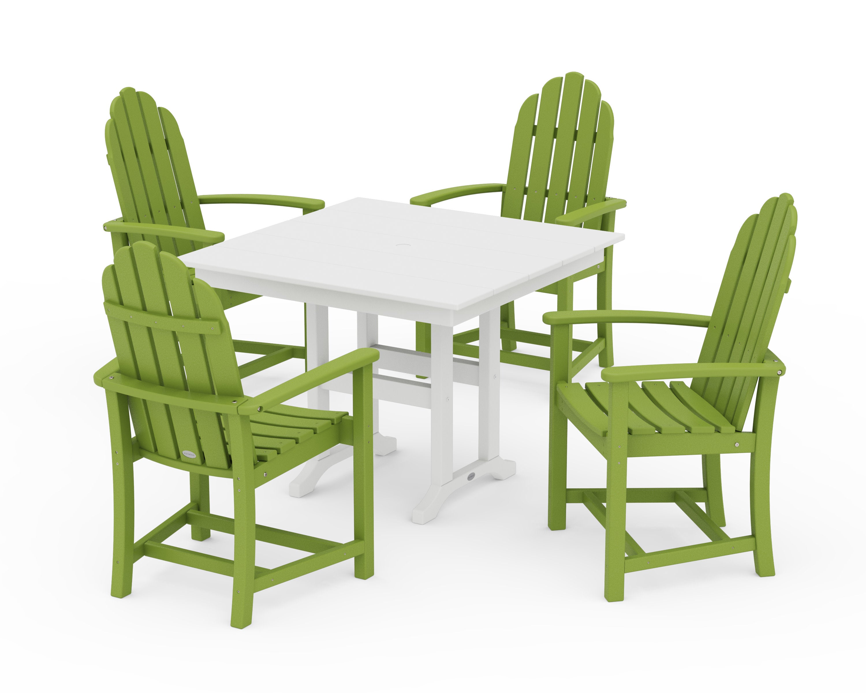 Classic Adirondack 5-Piece Farmhouse Dining Set in Lime / White