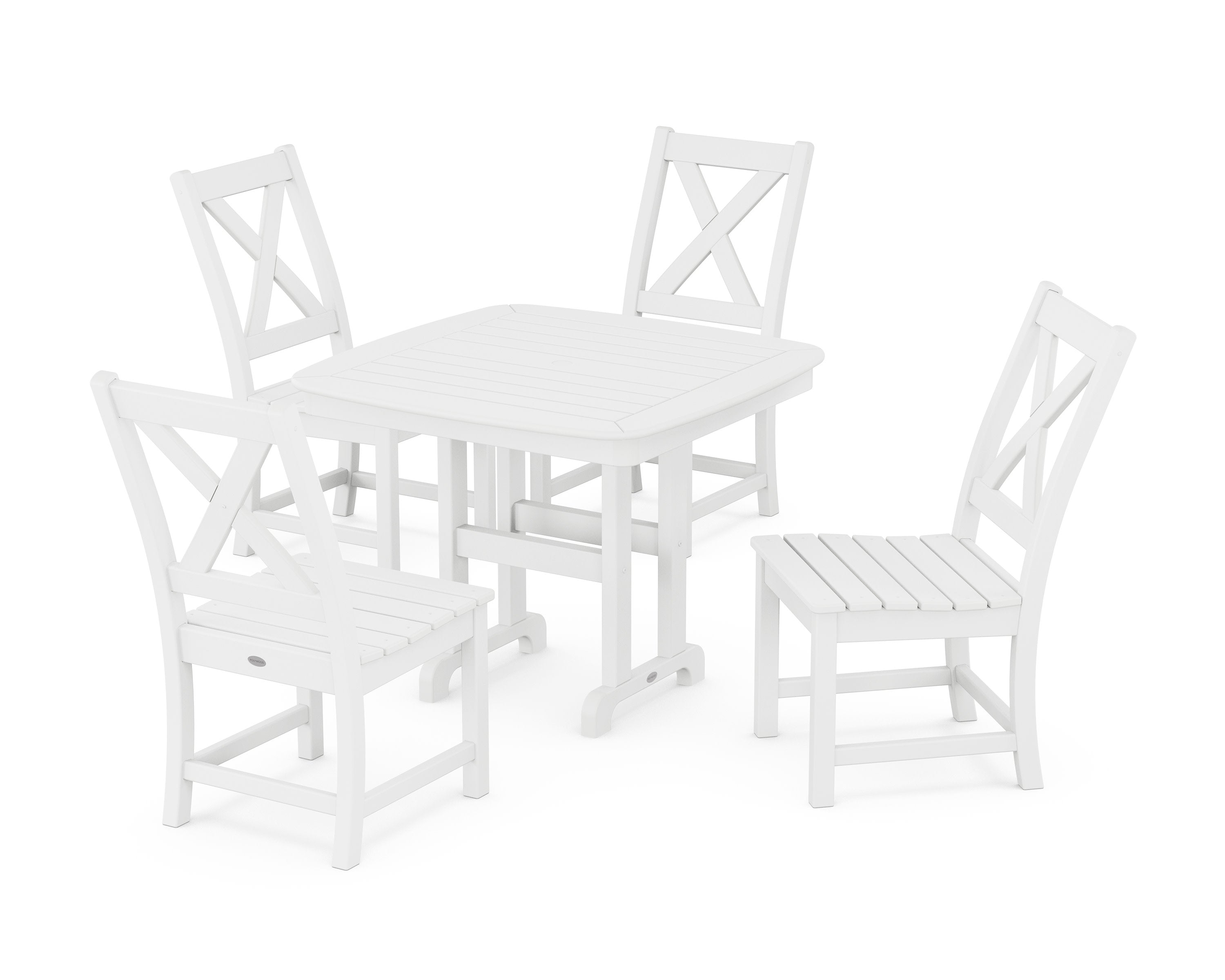 Braxton Side Chair 5-Piece Dining Set in White