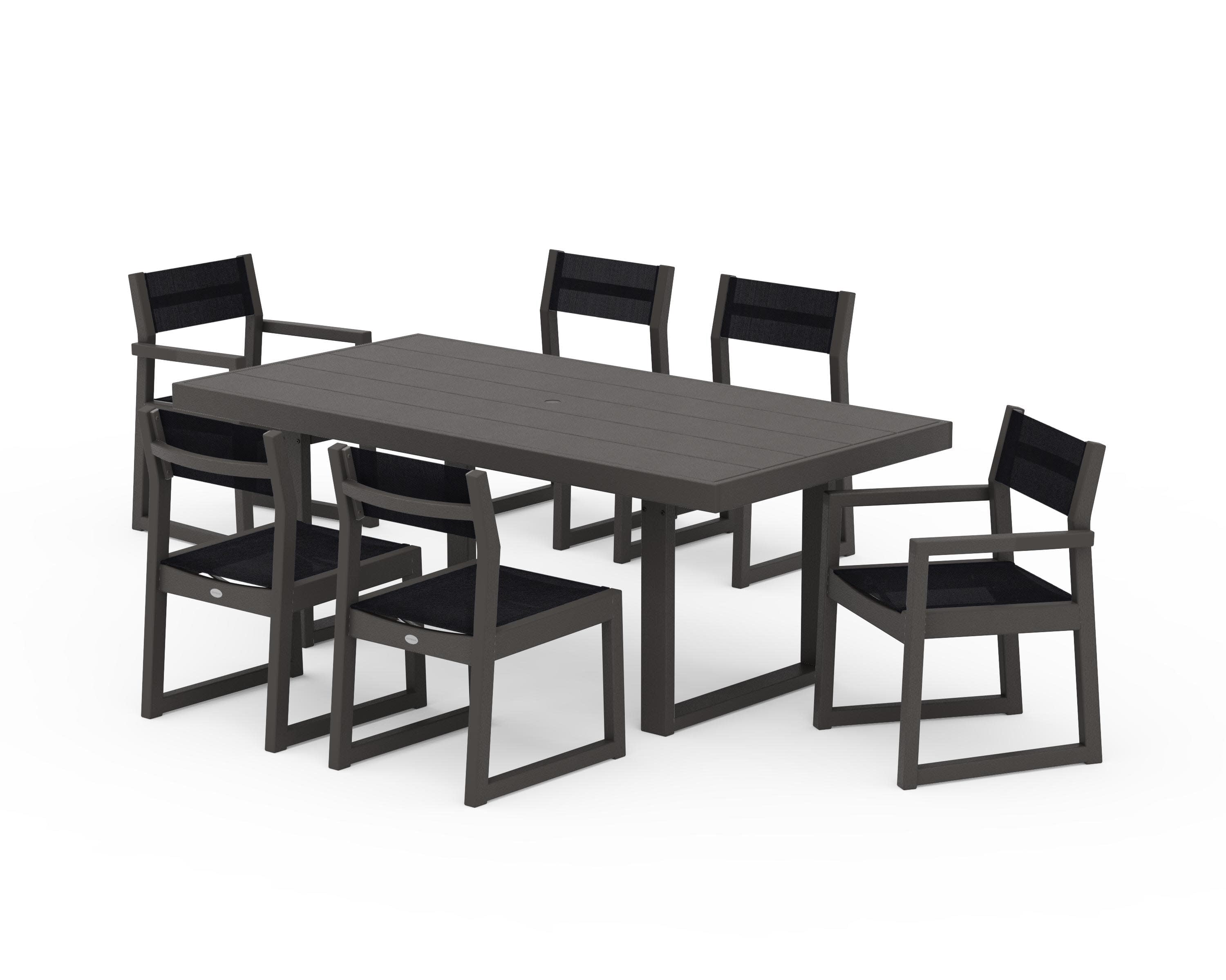 EDGE Sling 7-Piece Dining Set in Vintage Coffee / Black Sling