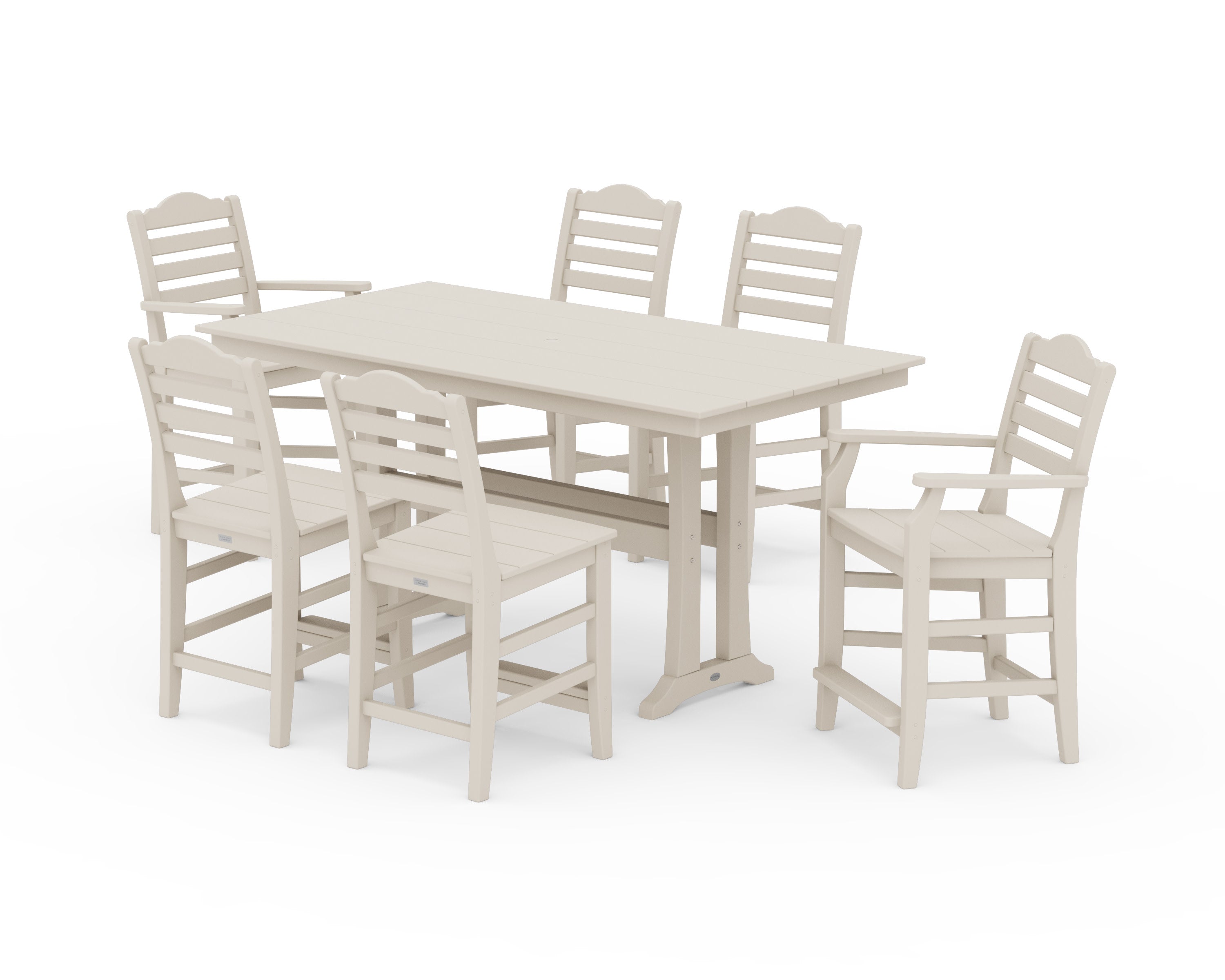 Savannah 7-Piece Farmhouse Counter Set with Trestle Legs in Sand