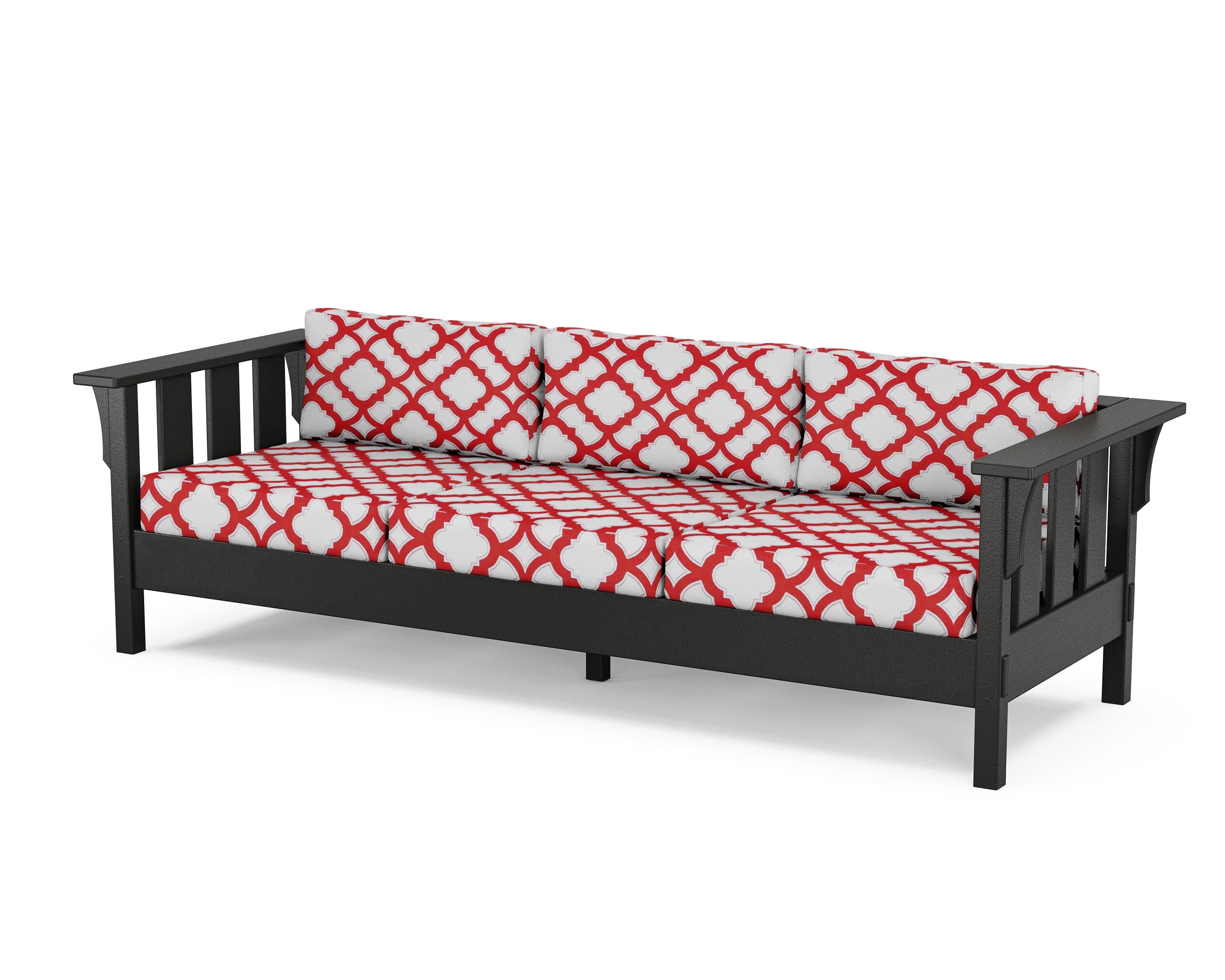Acadia Deep Seating Sofa in Black / Trellis Crimson