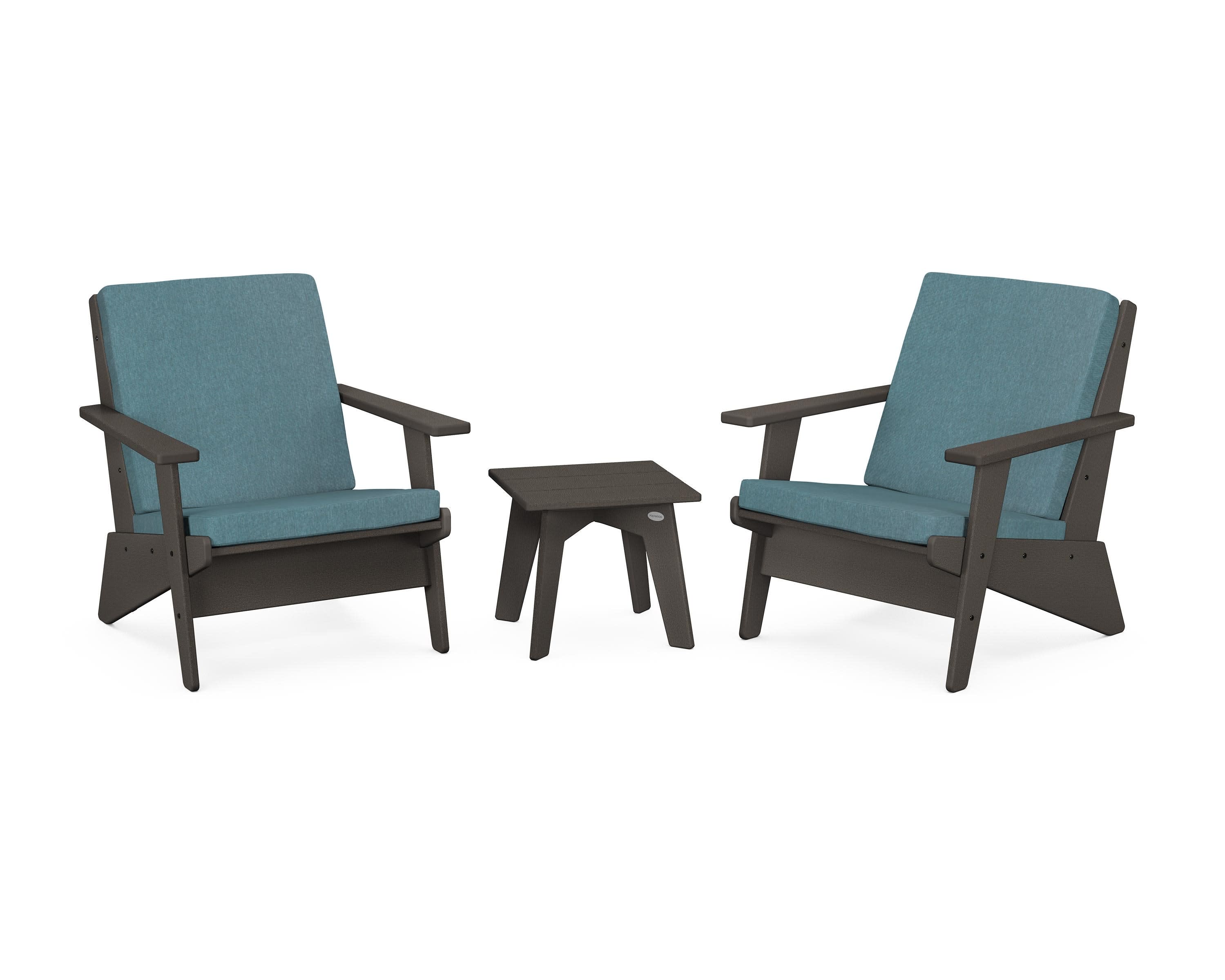 Riviera Modern Lounge 3-Piece Set in Vintage Coffee / Ocean Teal