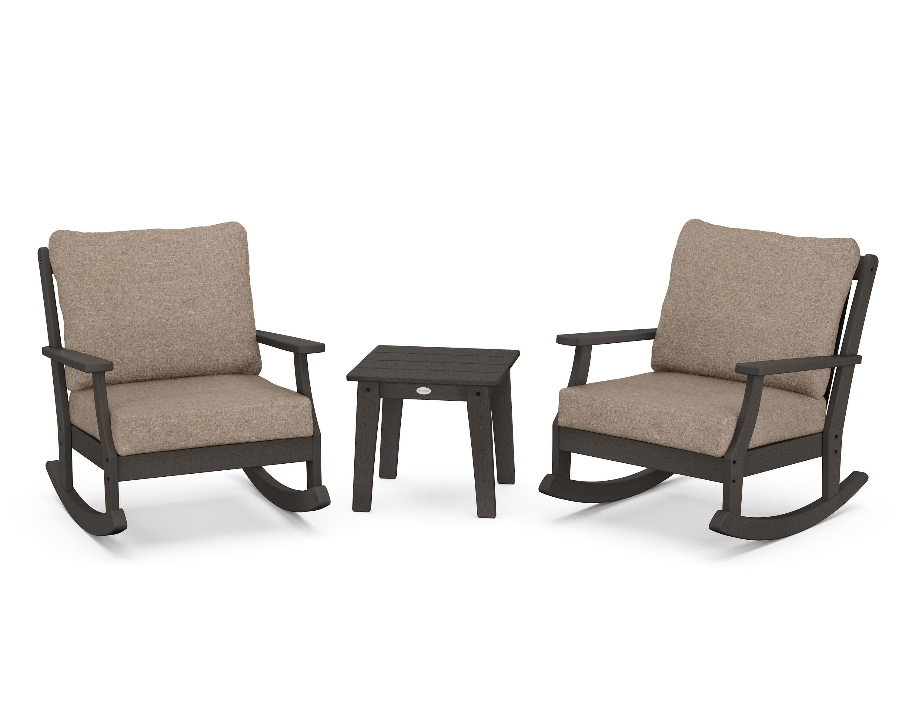 Braxton 3-Piece Deep Seating Rocker Set in Vintage Coffee / Spiced Burlap