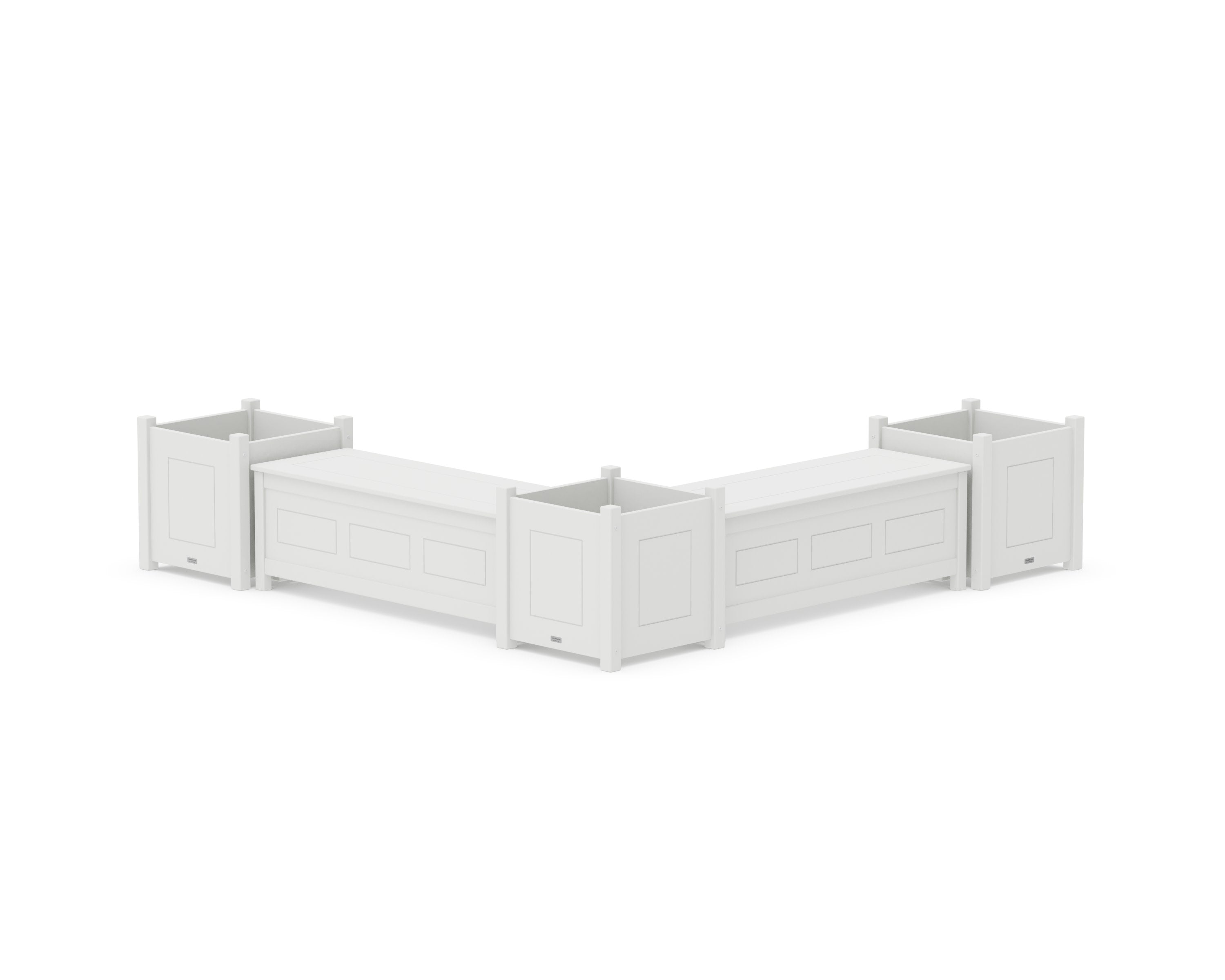 48" Country Living L- Shaped Planter Storage Bench Corner Set- Large in White