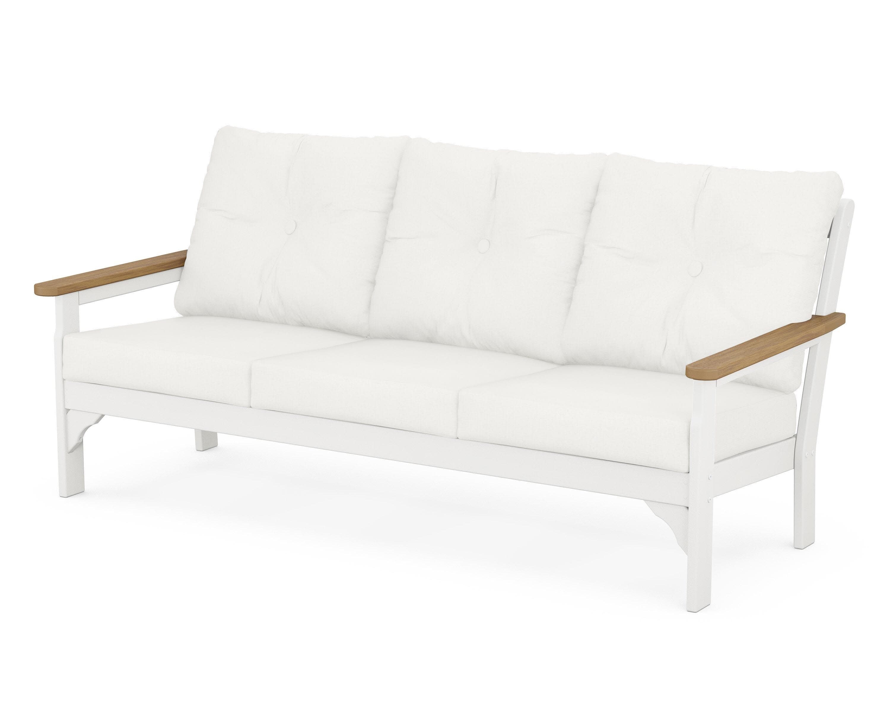 Vineyard Deep Seating Sofa in White / Natural / Natural Linen