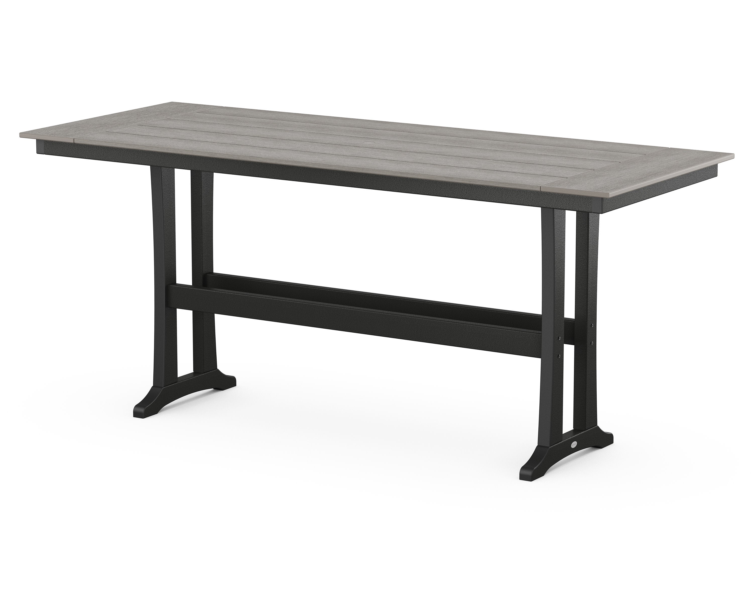 Farmhouse Trestle 38" x 96" Bar Table in Black / Driftwood