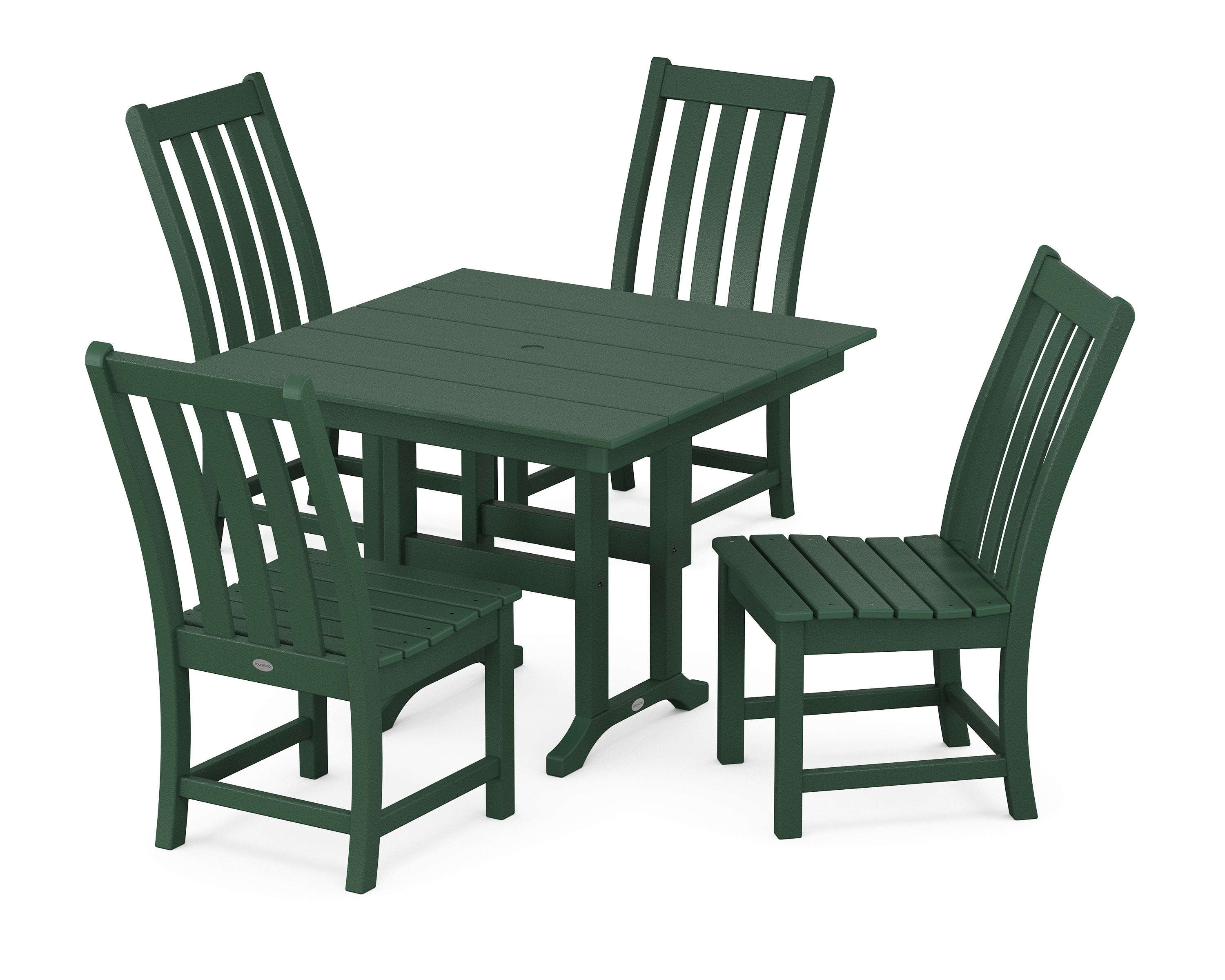 Vineyard Side Chair 5-Piece Farmhouse Dining Set in Green