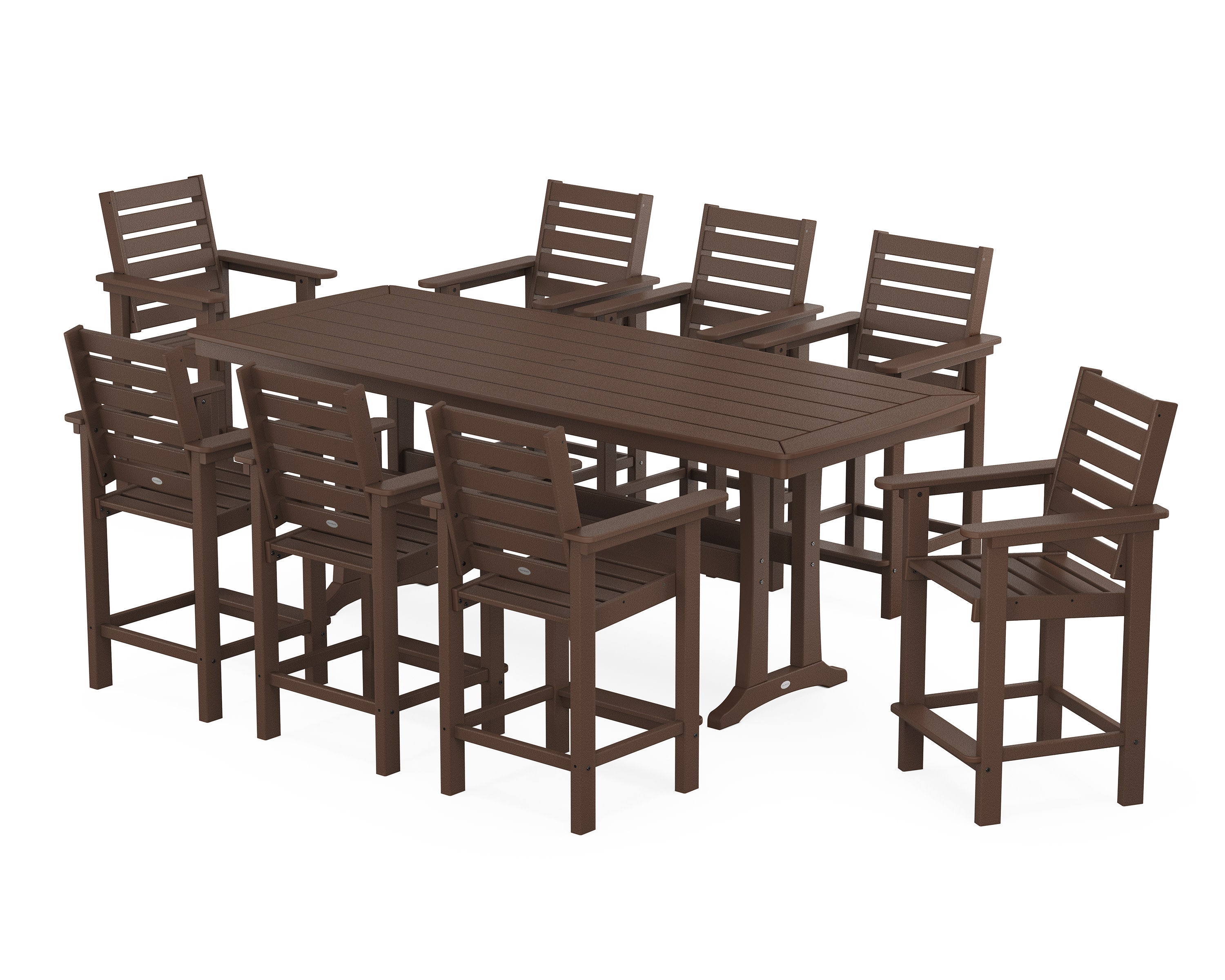 Captain 9-Piece Counter Set with Trestle Legs in Mahogany