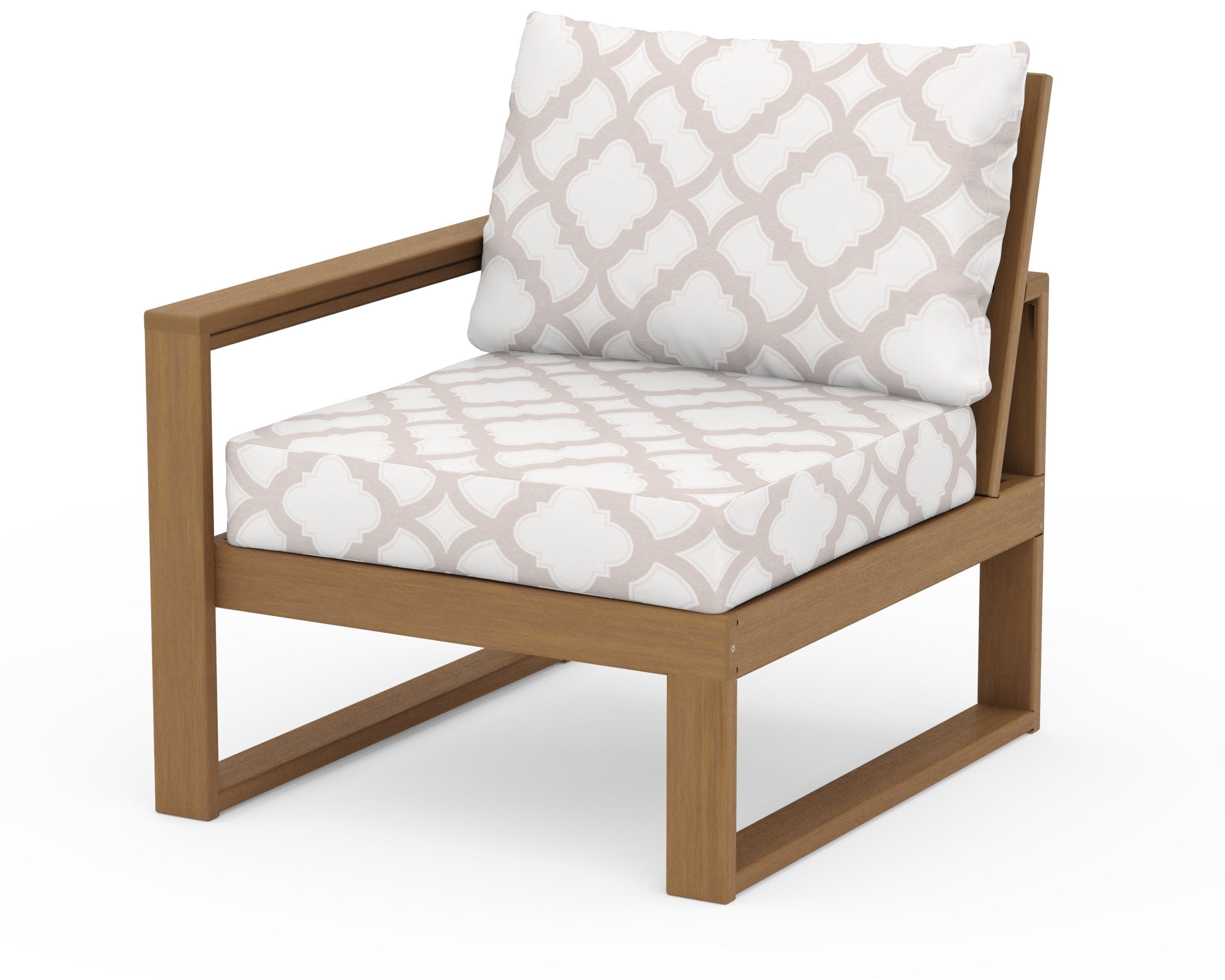 EDGE Modular Left Arm Chair in Natural / Trellis Dune Burlap
