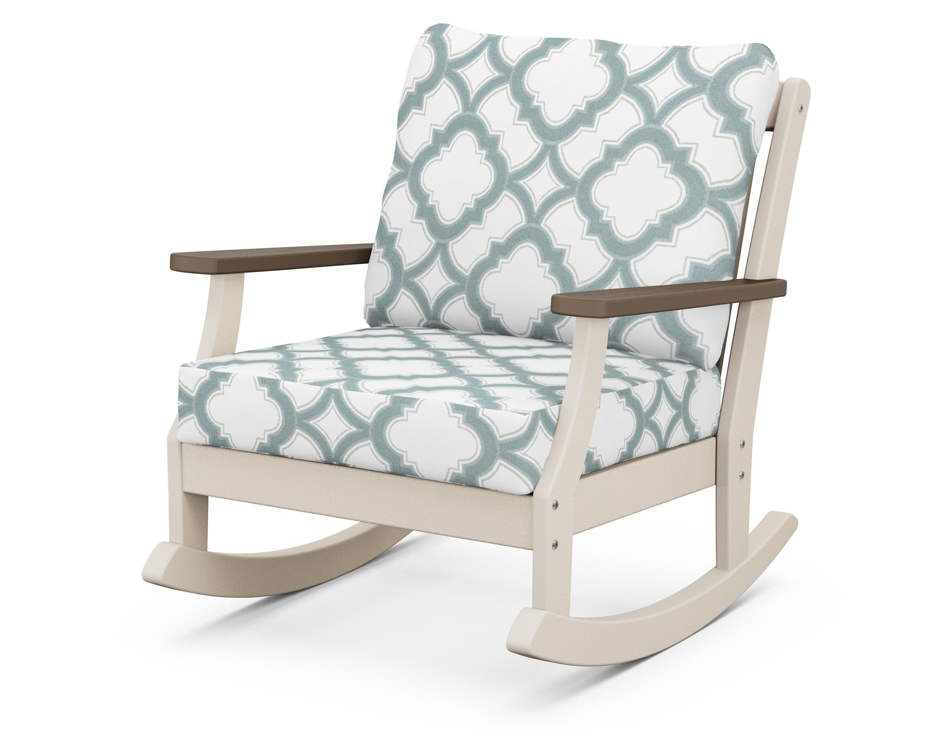 Braxton Deep Seating Rocking Chair in Sand / Kona / Trellis Glacier Spa
