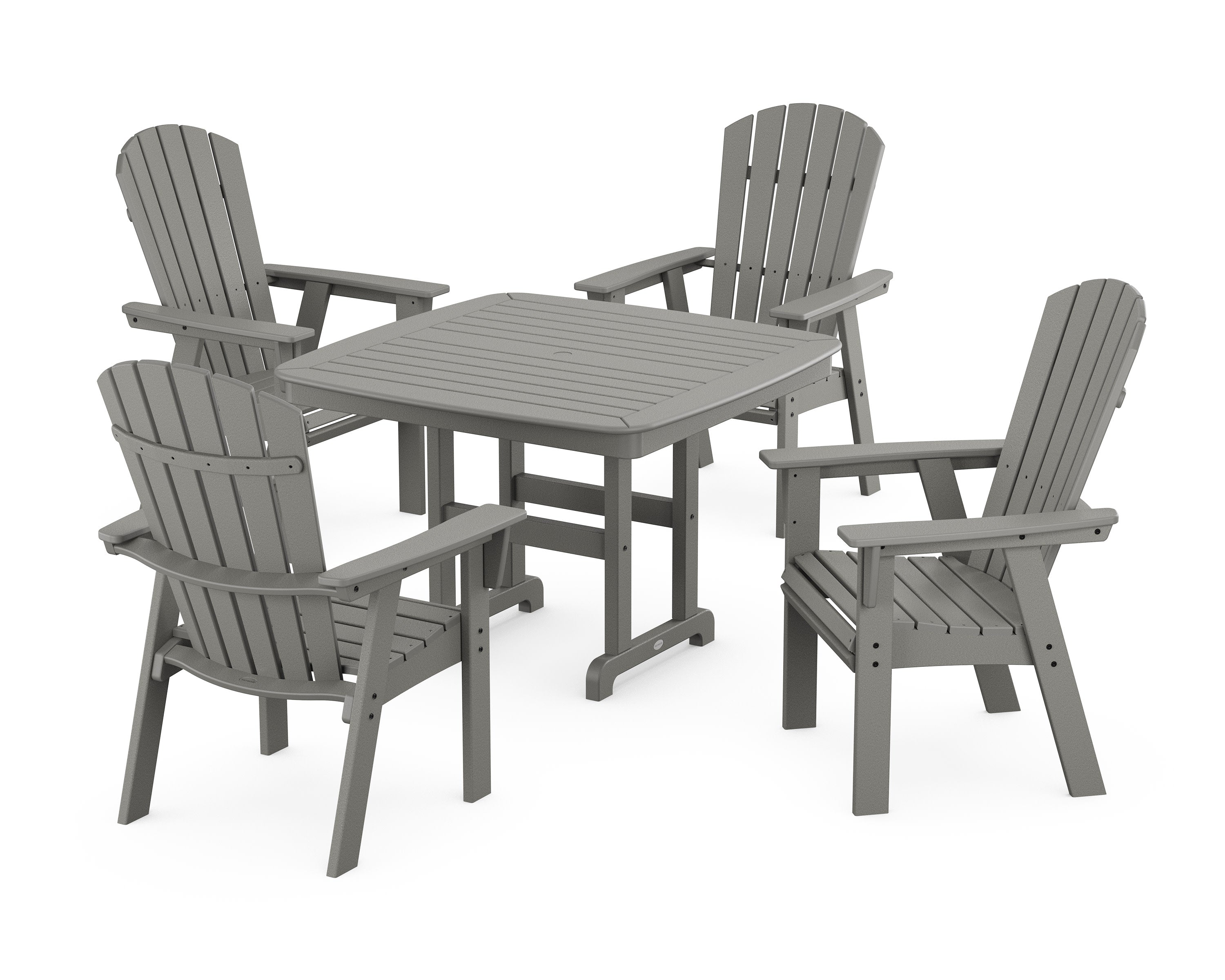 Nautical Curveback Adirondack 5-Piece Dining Set in Slate Grey
