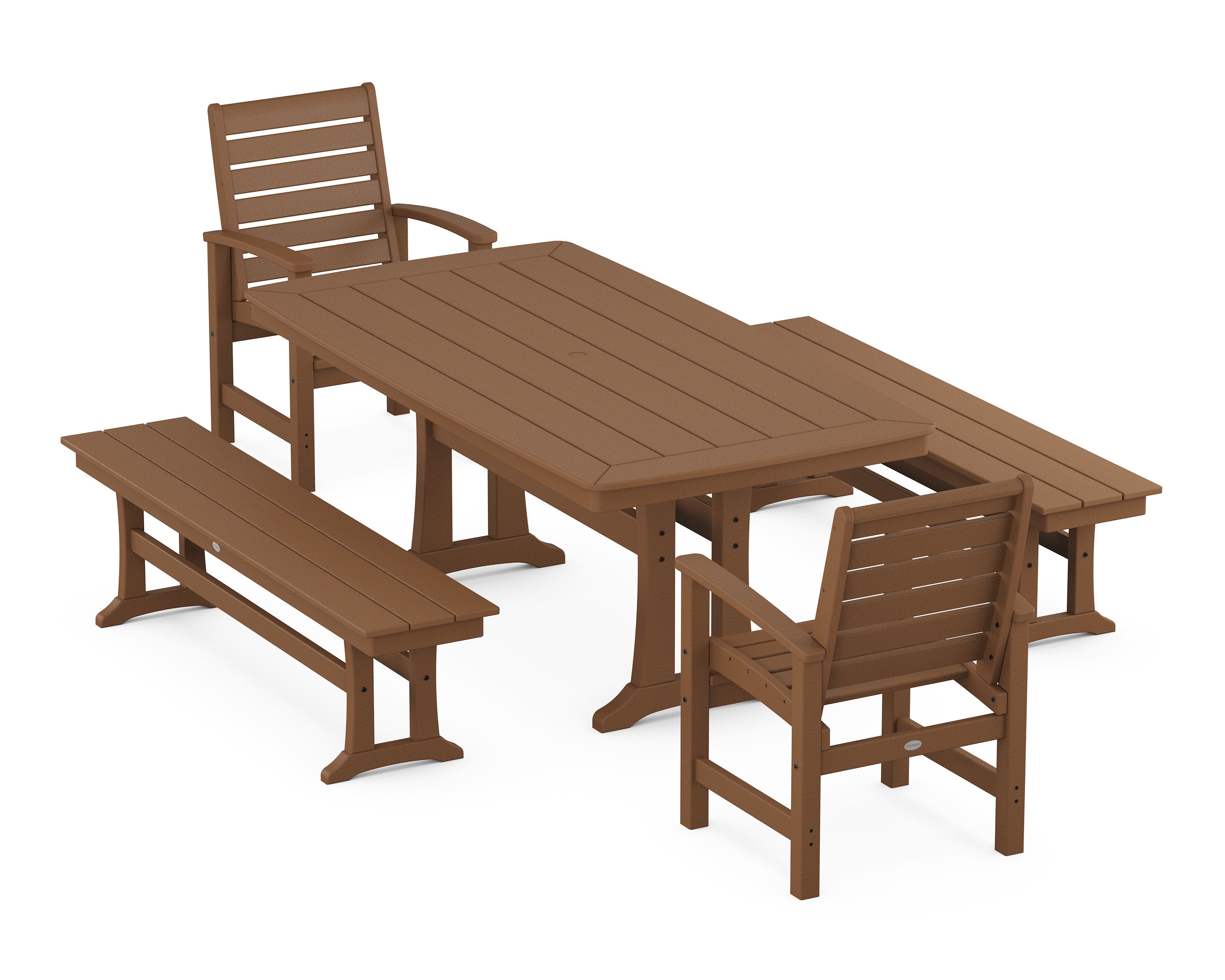 Signature 5-Piece Dining Set with Trestle Legs in Teak