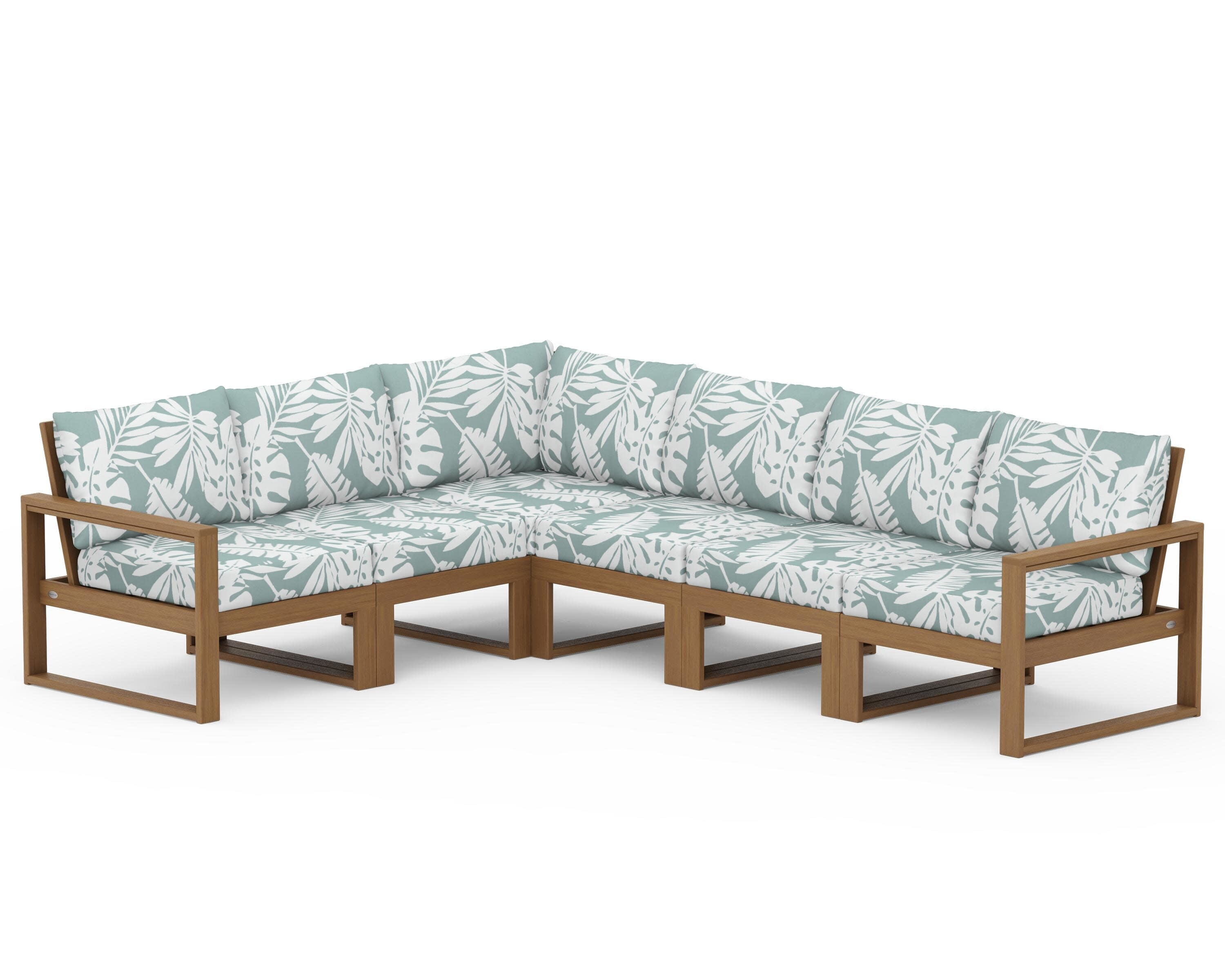 EDGE 6-Piece Modular Deep Seating Set in Natural / Leaf Glacier Spa
