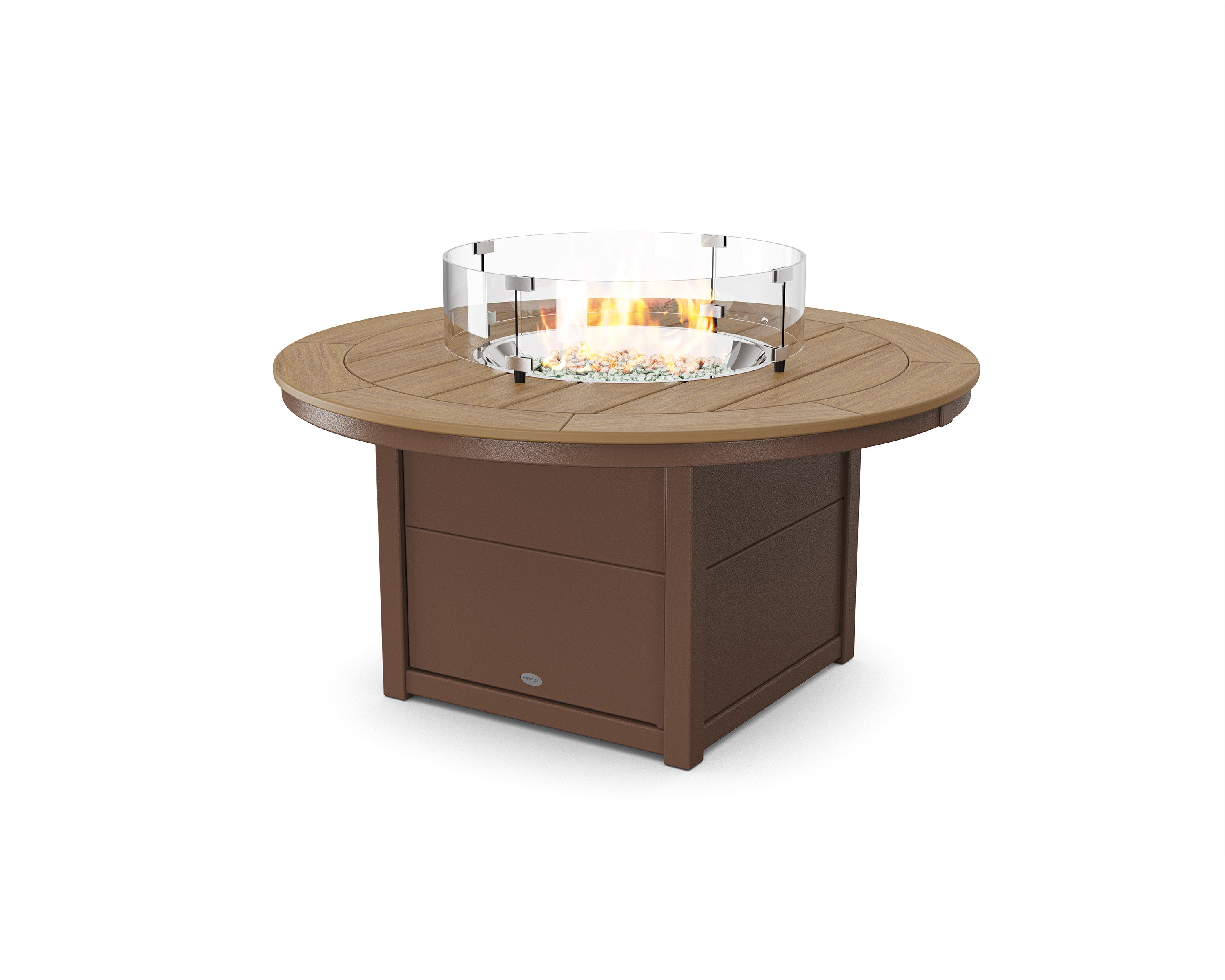 Round 48" Fire Pit Table in Mahogany / Natural