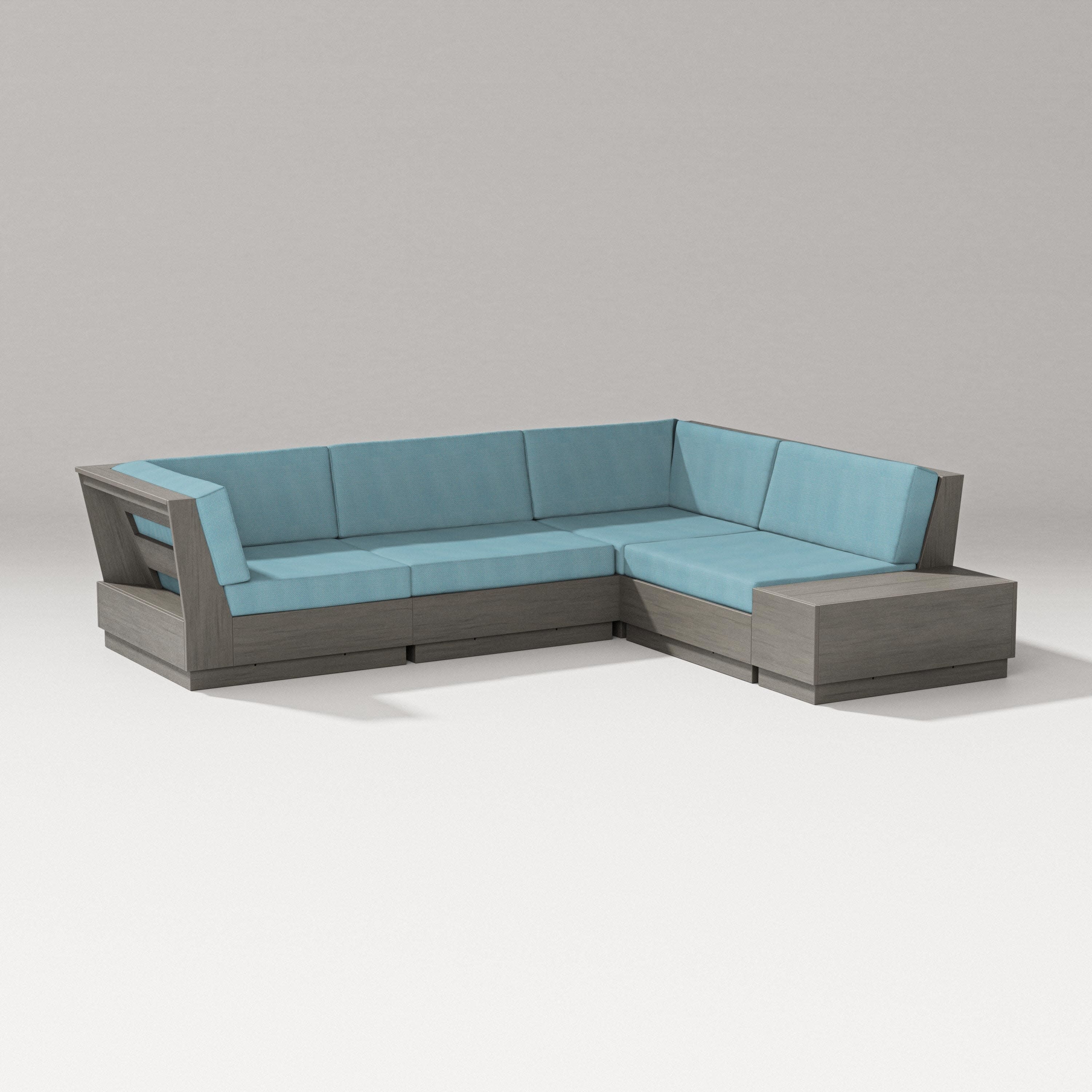 Elevate Corner Sectional in Driftwood / Lattice Sky Blue
