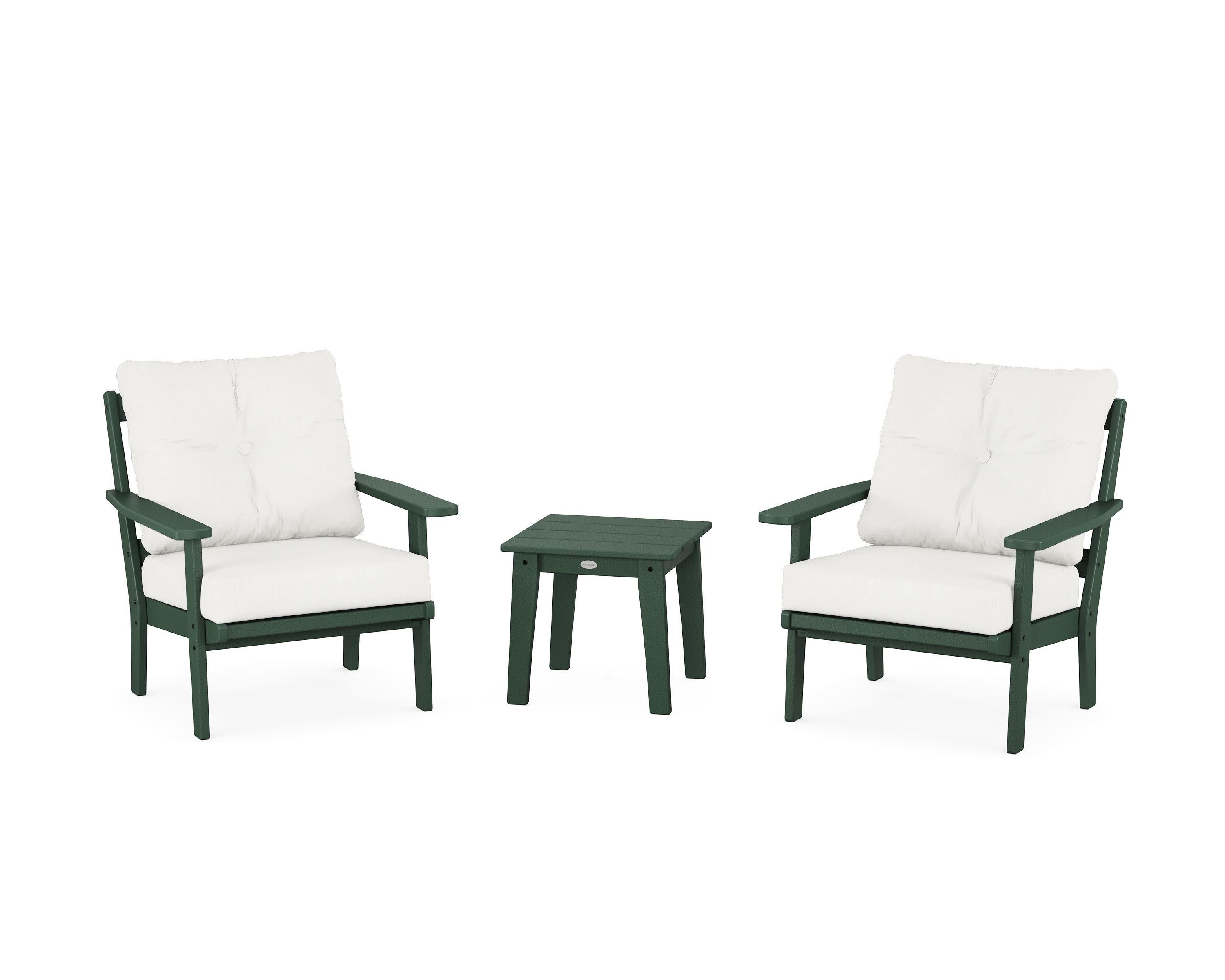 Oxford 3-Piece Deep Seating Set in Green / Natural Linen