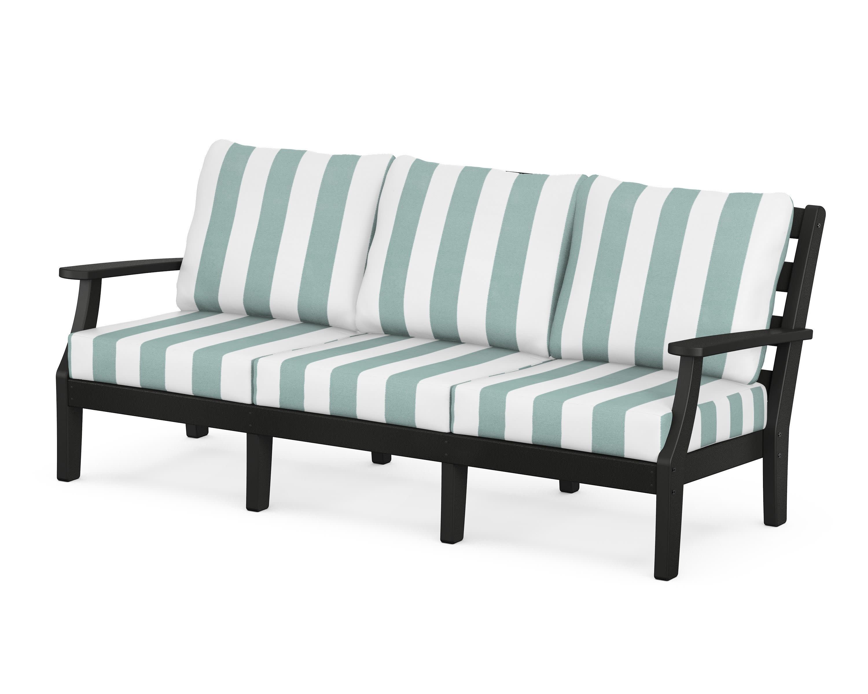 Chesapeake Deep Seating Sofa in Black / Cabana Stripe Glacier Spa