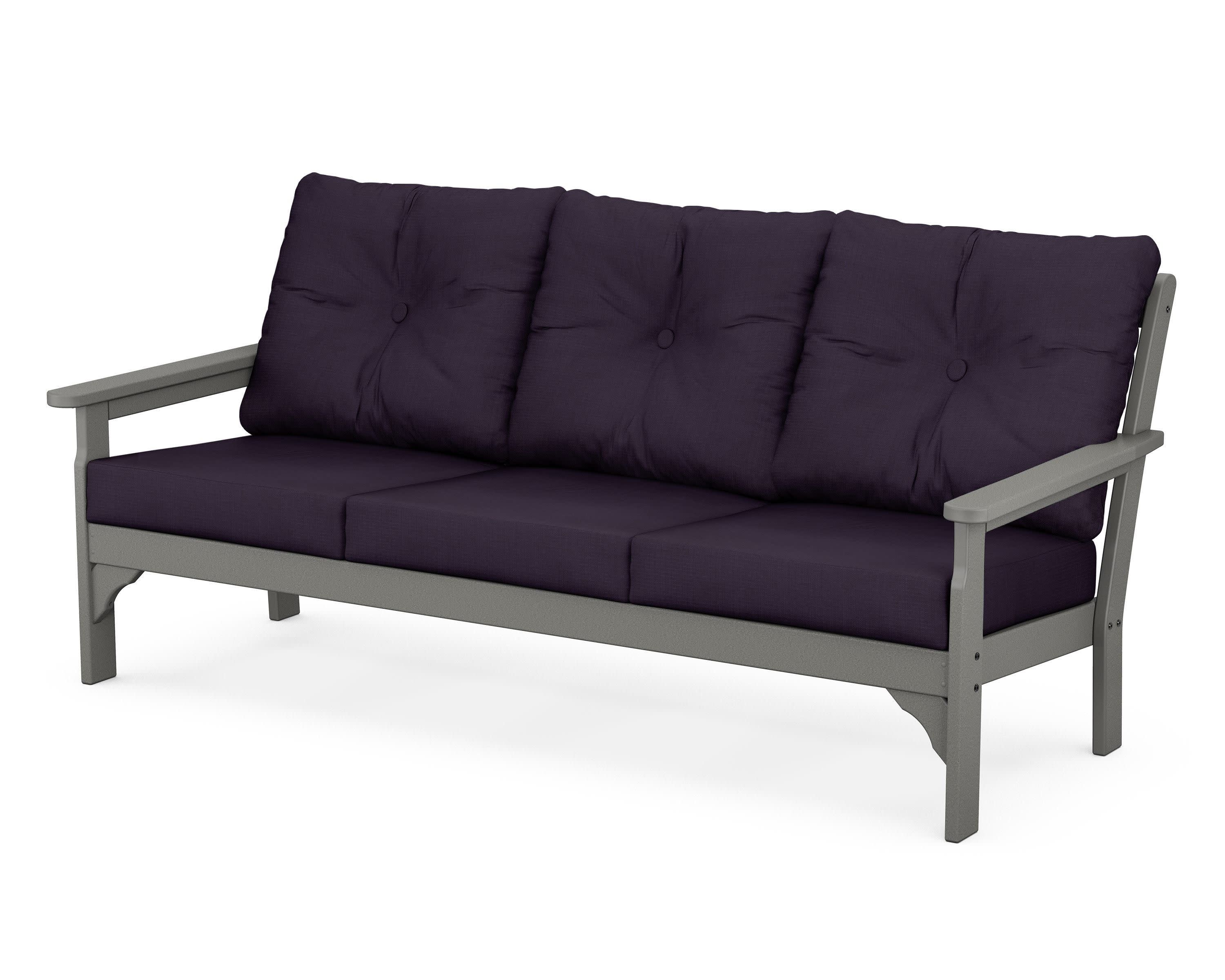 Vineyard Deep Seating Sofa in Slate Grey / Navy Linen