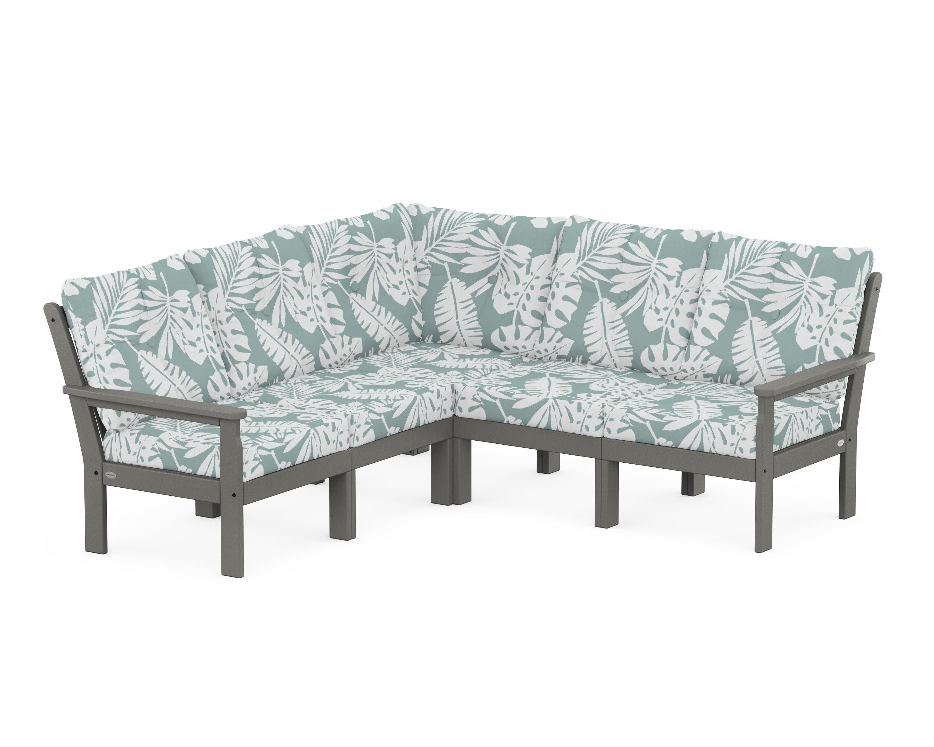 Vineyard 5-Piece Sectional in Slate Grey / Leaf Glacier Spa