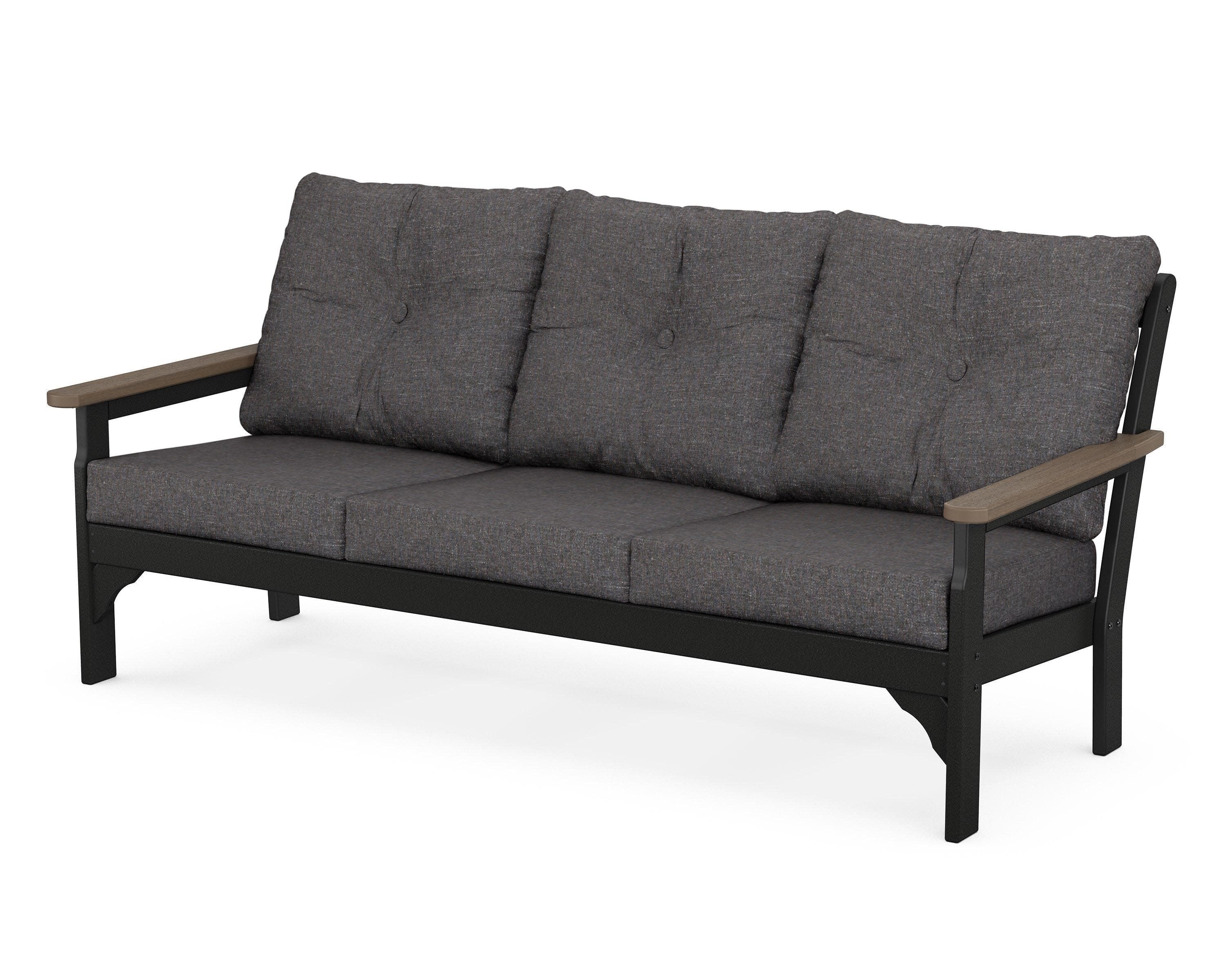 Vineyard Deep Seating Sofa in Black / Kona / Ash Charcoal