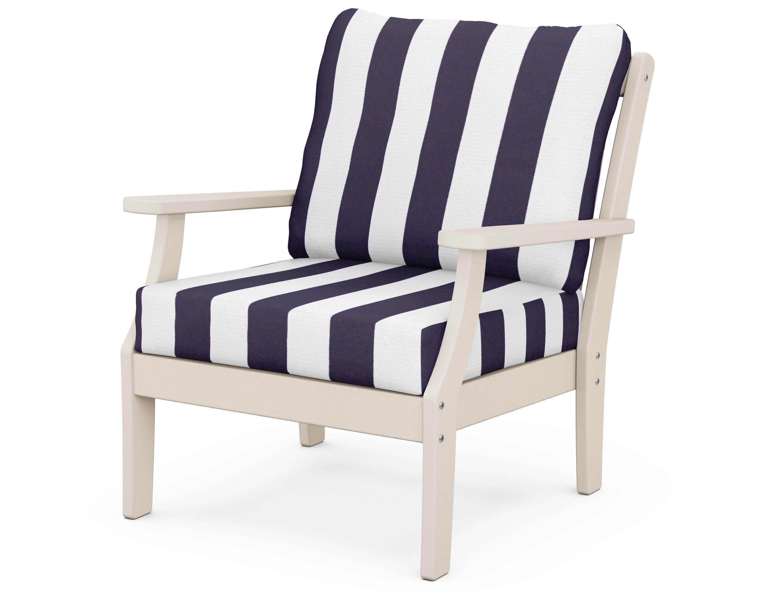 Braxton Deep Seating Chair in Sand / Cabana Stripe Navy
