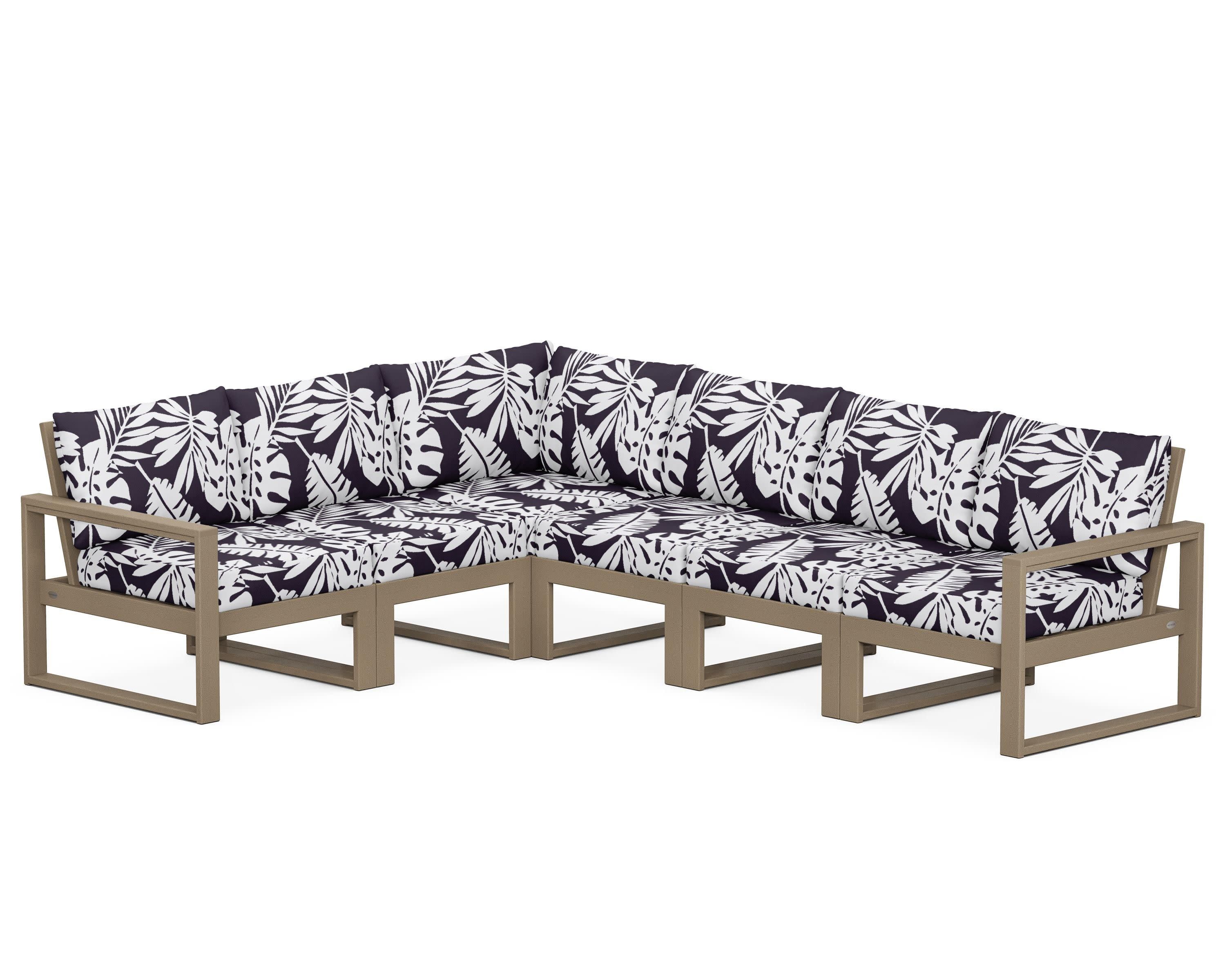 EDGE 6-Piece Modular Deep Seating Set in Vintage Sahara / Leaf Navy