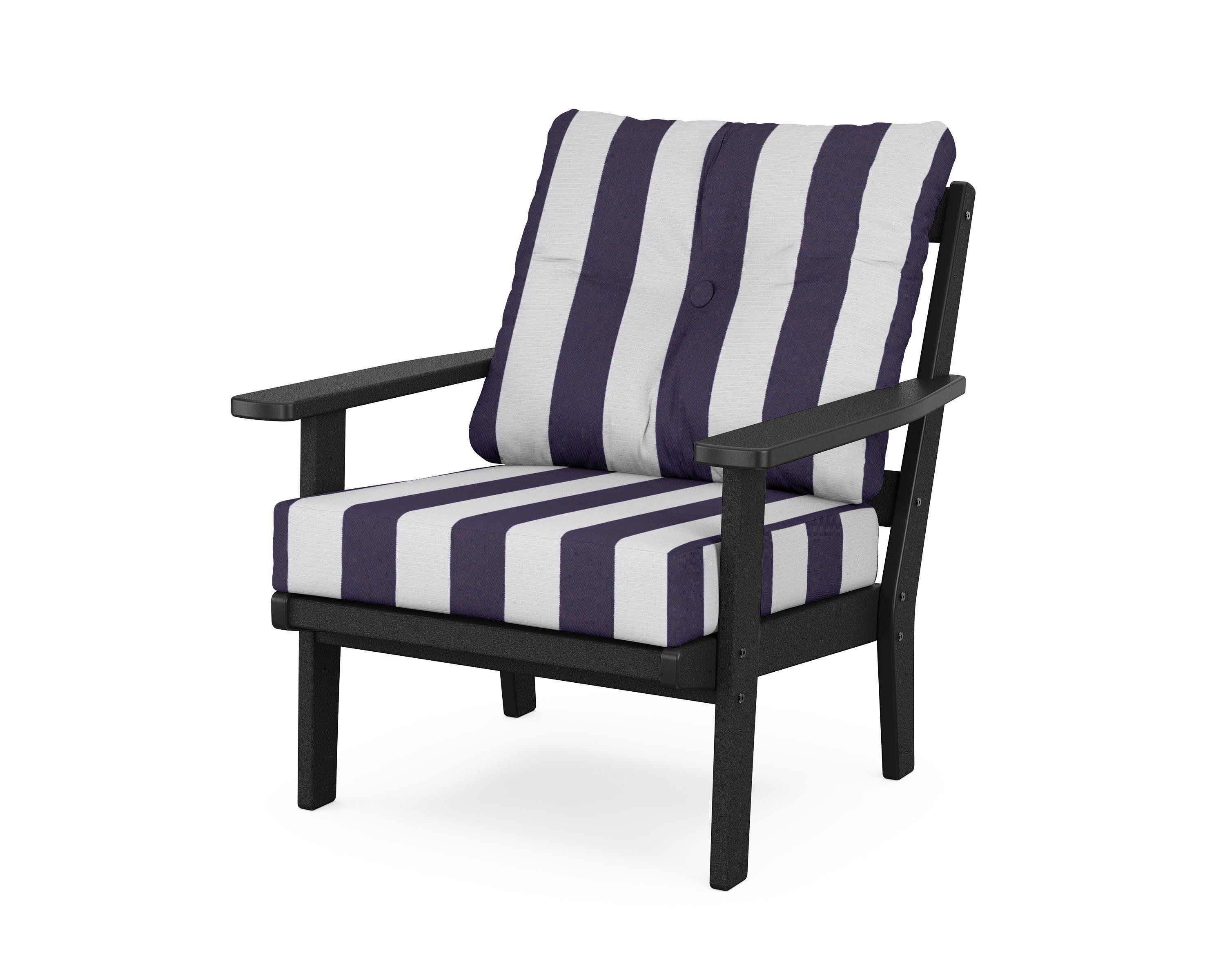 Prairie Deep Seating Chair in Black / Cabana Stripe Navy