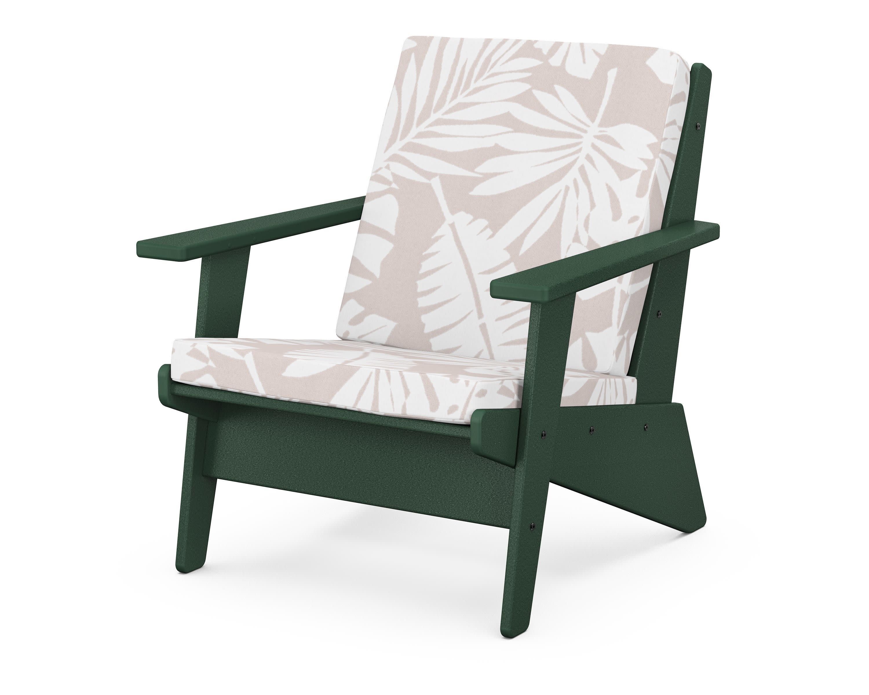 Riviera Modern Lounge Chair in Green / Leaf Dune Burlap