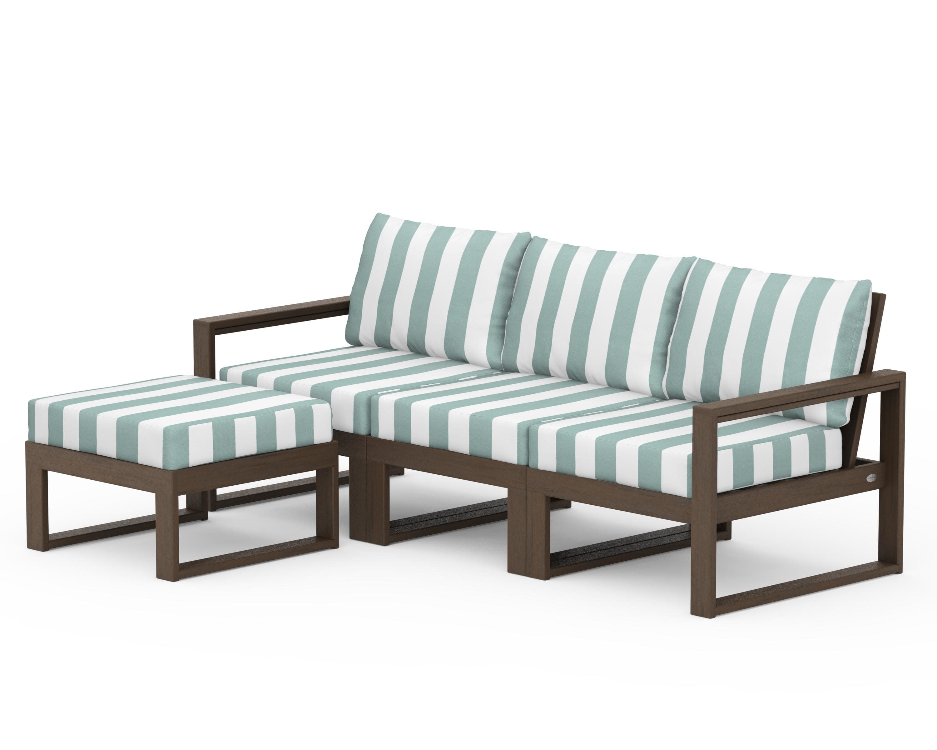EDGE 4-Piece Modular Deep Seating Set with Ottoman in Kona / Cabana Stripe Glacier Spa